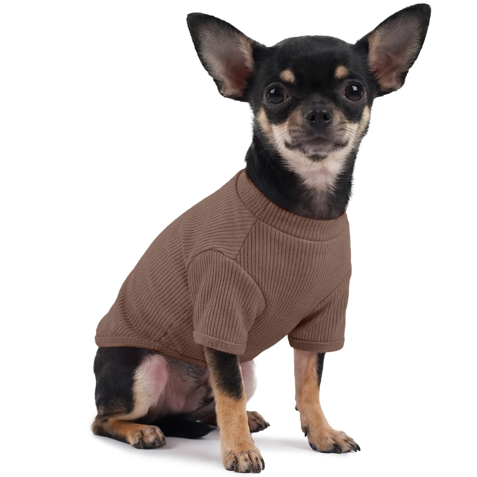 Hjumarayan Maglietta a Costine Leggera per Cani, Tinta Unita, Marrone Cedro, Taglia S - immagine 1