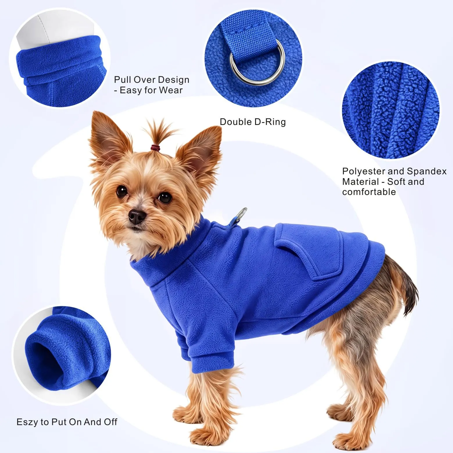 Mosucoirl Felpa con Cappuccio per Cani in Cotone, Jumpsuit Pullover con Tasca (LichtblauDunkelblau, XL) - immagine 7