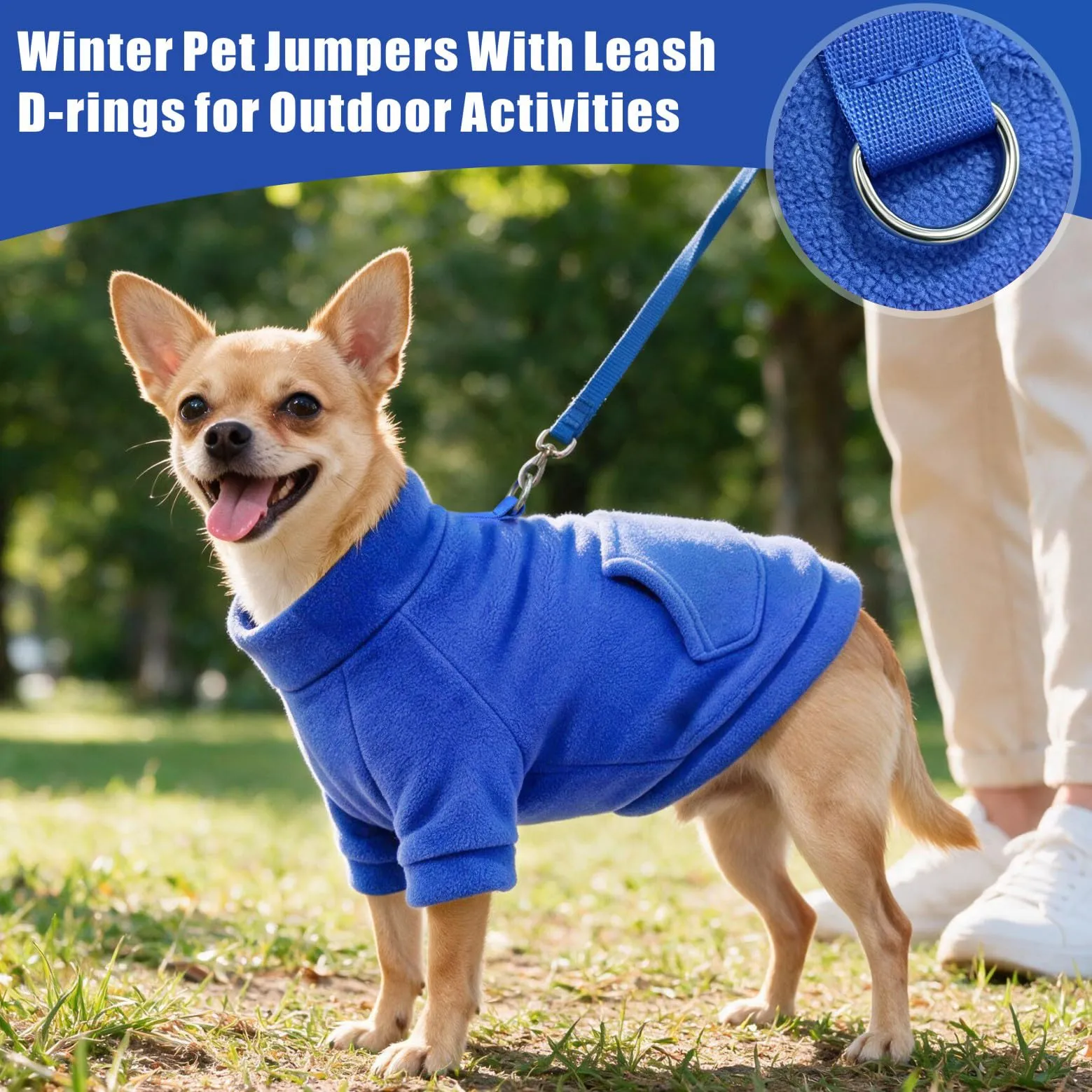 Mosucoirl Felpa con Cappuccio per Cani, Cotone, LichtblauDunkelblau, XS - immagine 5