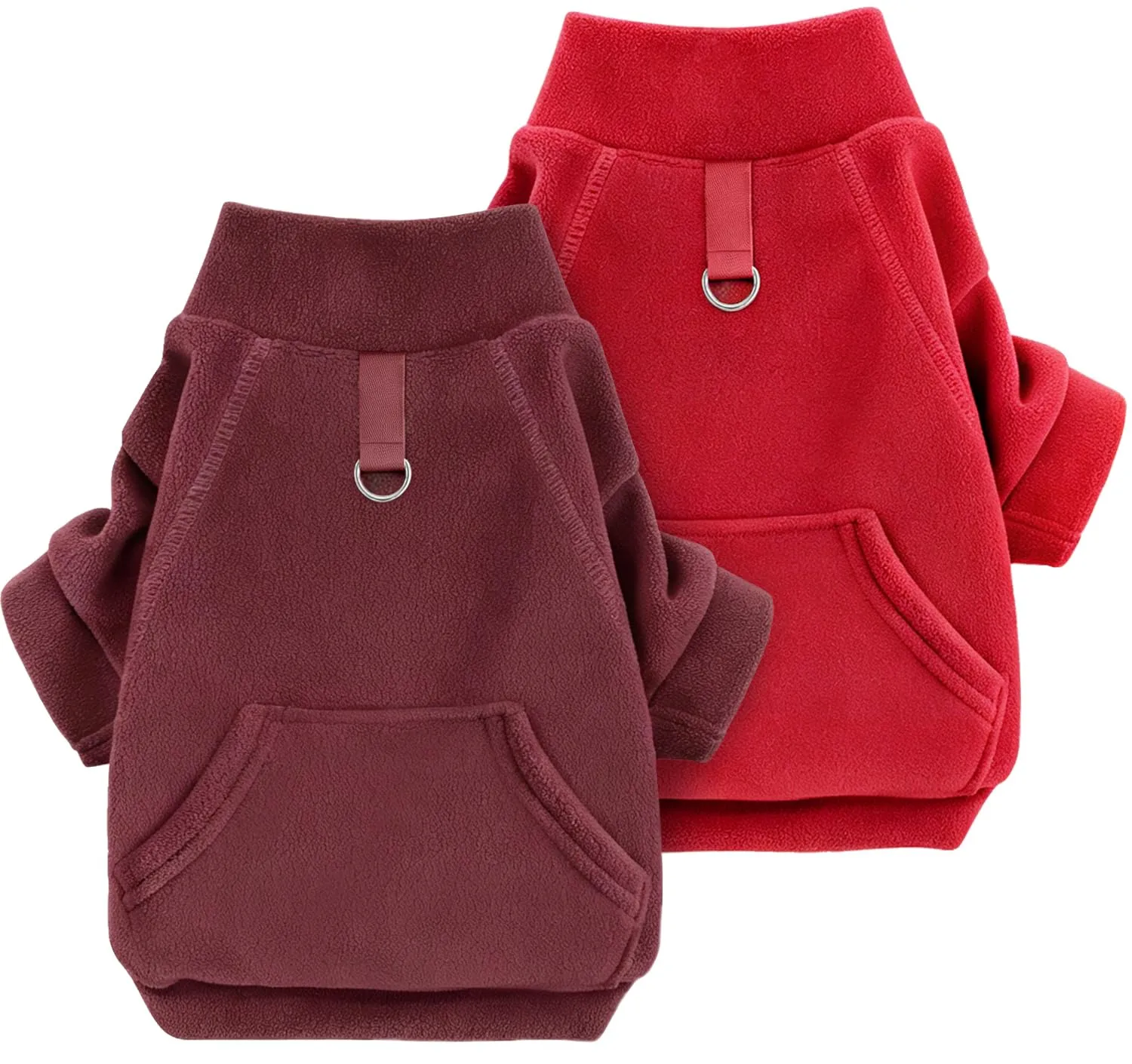 Mosucoirl Felpa con Cappuccio per Cani in Cotone con Tasca, LichtRotDunkelRot, XS - immagine 1