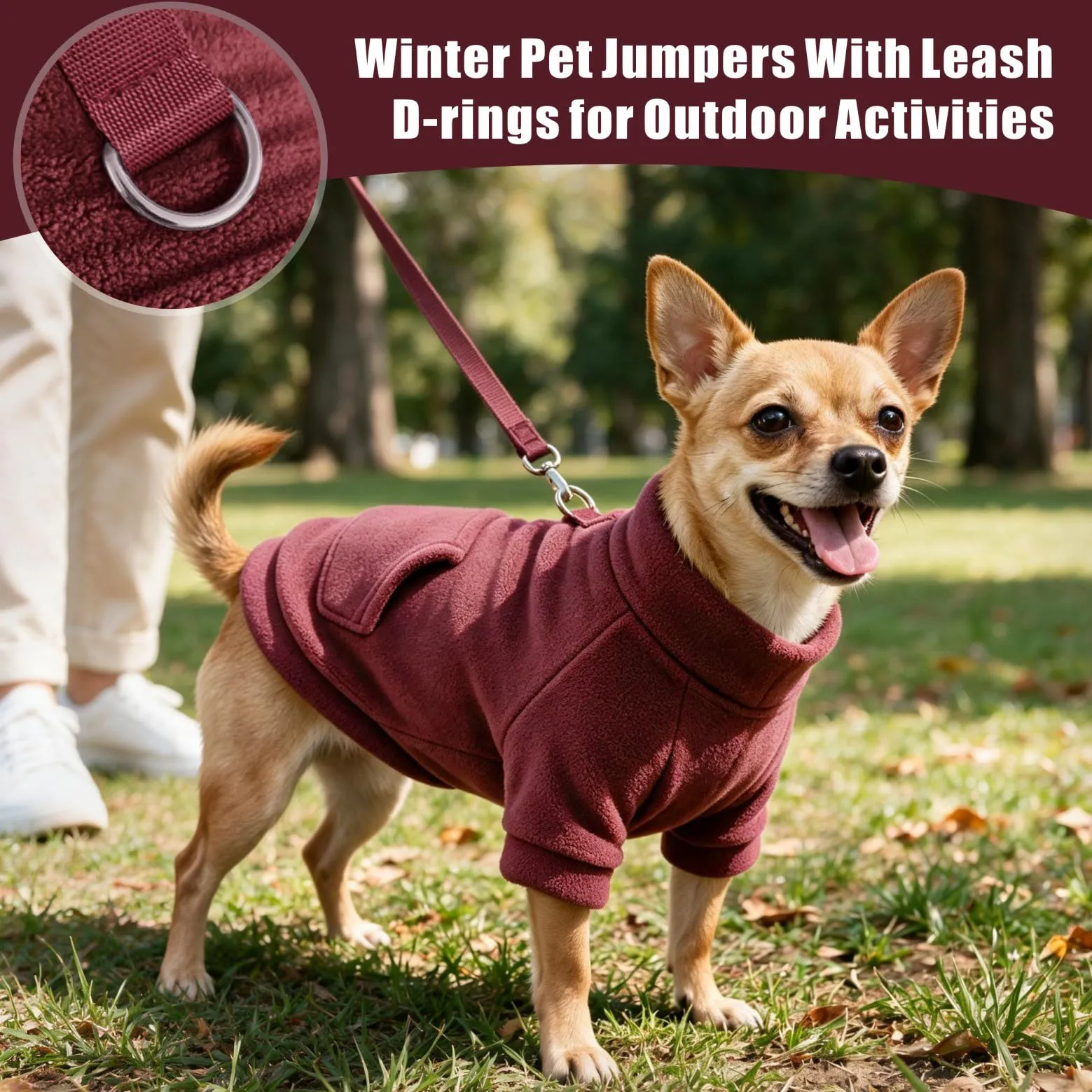 Mosucoirl Felpa con Cappuccio per Cani, Cotone, con Tasca e D-Ring, LichtRotDunkelRot, XXL - immagine 3