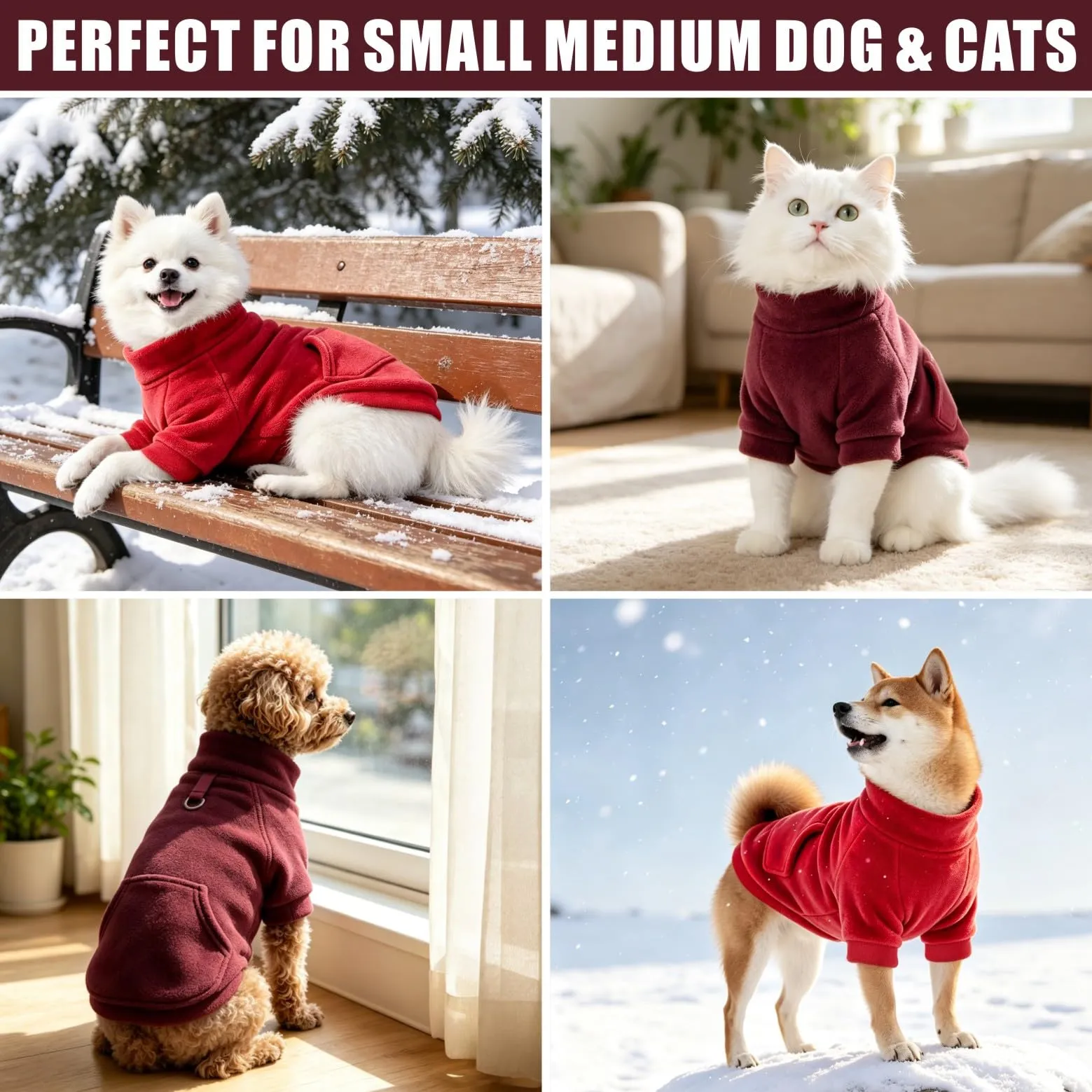 Mosucoirl Felpa con Cappuccio per Cani, Cotone, con Tasca e D-Ring, LichtRotDunkelRot, XXL - immagine 4