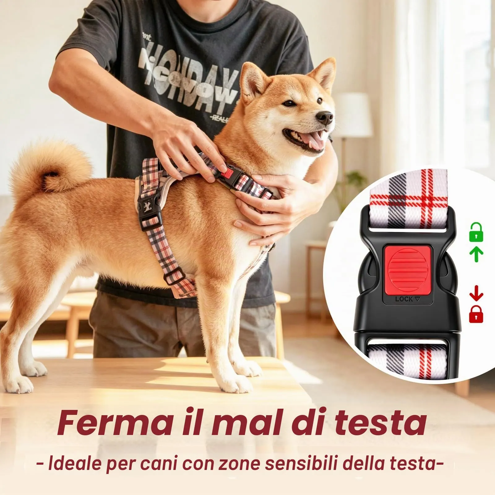 PoyPet Imbracatura per cani anti-trazione riflettente con impugnatura di controllo, Taglia L - immagine 5