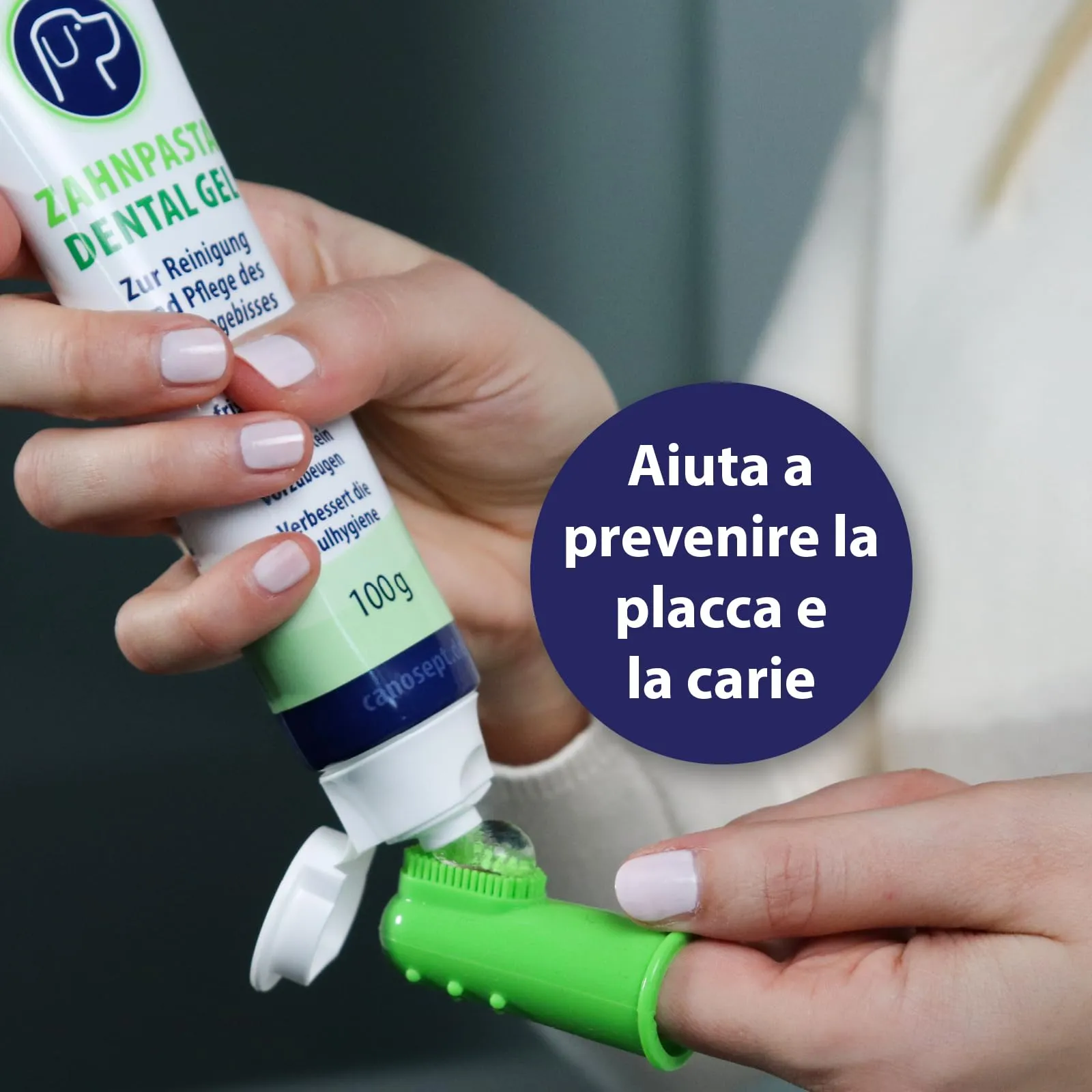 Canosept Set pulizia denti cane (3 pezzi) - Spazzolino, Dentifricio e Spazzolino da dito - immagine 5