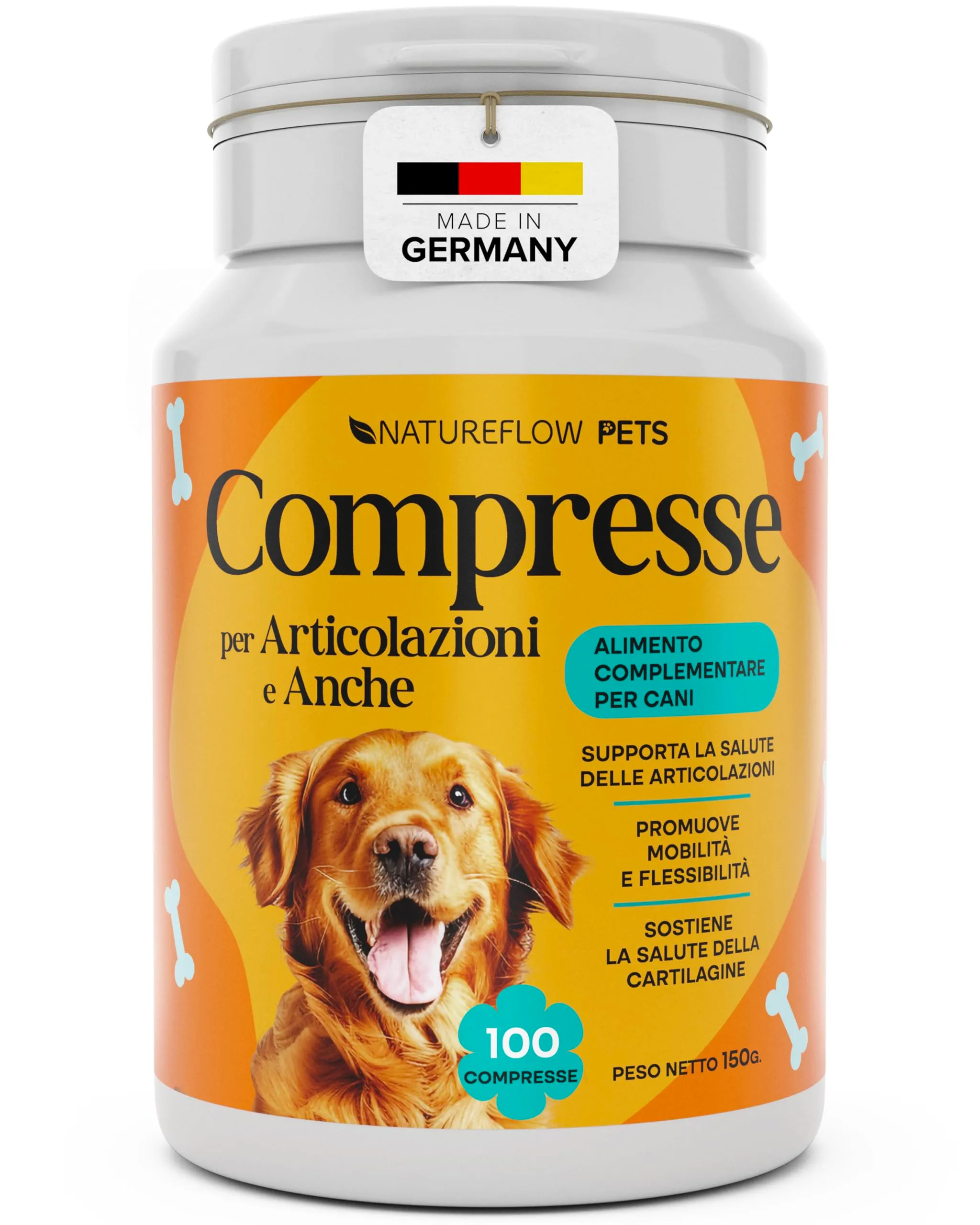 Natureflow Integratore Articolazioni Cane con Cozza Verde, Glucosamina, Condroitina, MSM, Artiglio del Diavolo e Zenzero, 100 Compresse - immagine 1