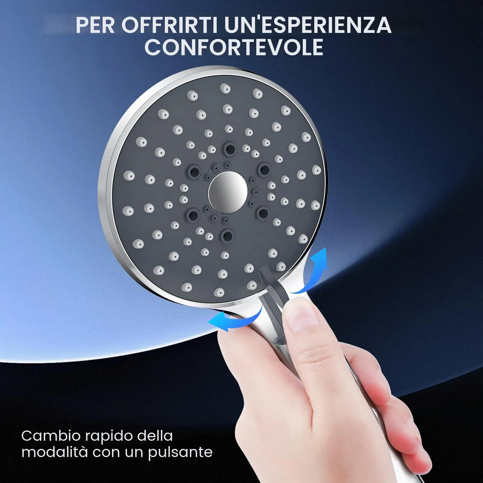 YEAUPE PRO Soffione Doccia Anticalcare 110 mm con 6 tipi di getto - immagine 3