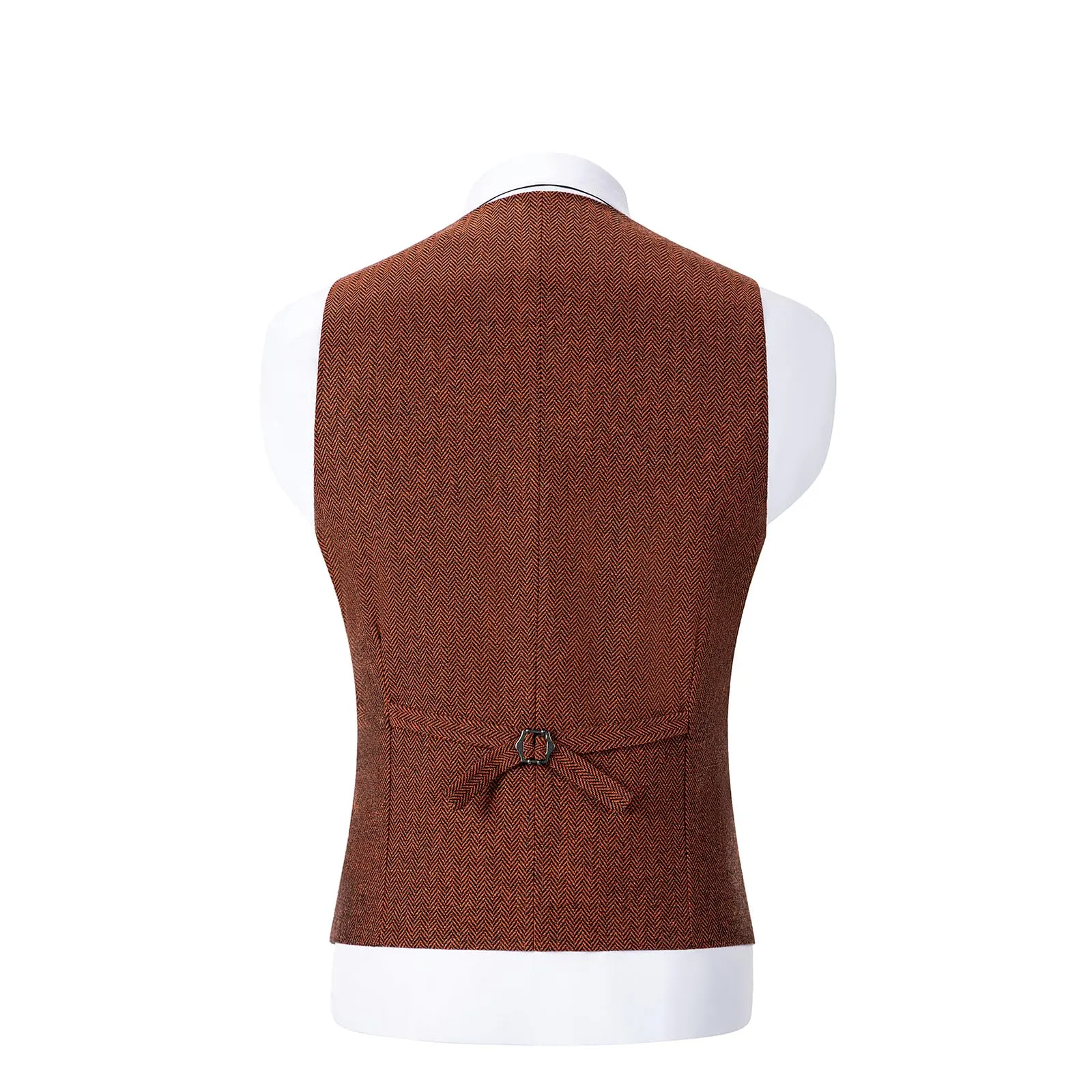 Solovedress Gilet da uomo vintage in tweed doppiopetto, Arancione, 3XL - immagine 2