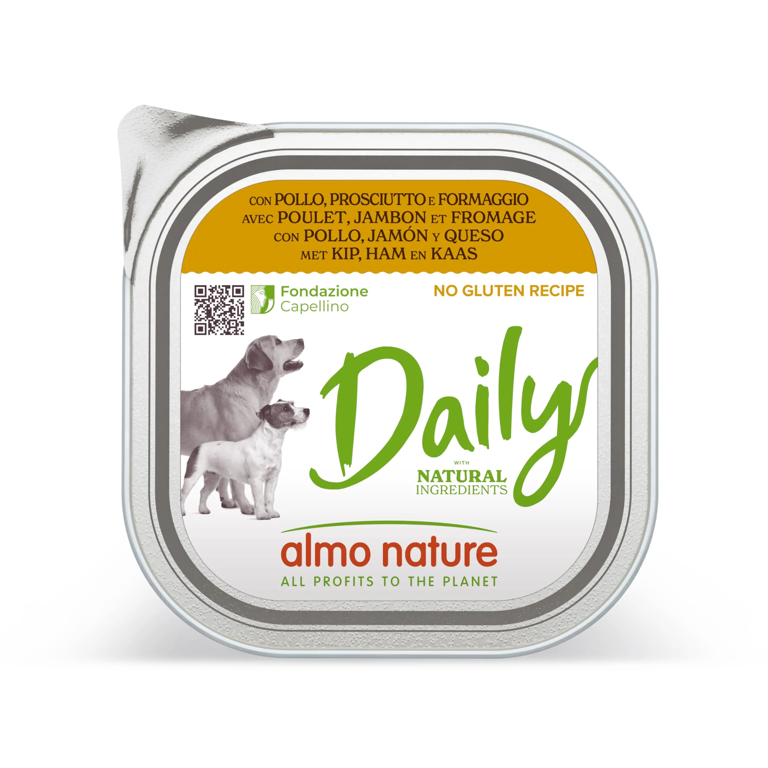 Almo Nature Daily Menu Dog No Grain Paté con Pollo, Prosciutto e Formaggio, 9 x 300g - immagine 1