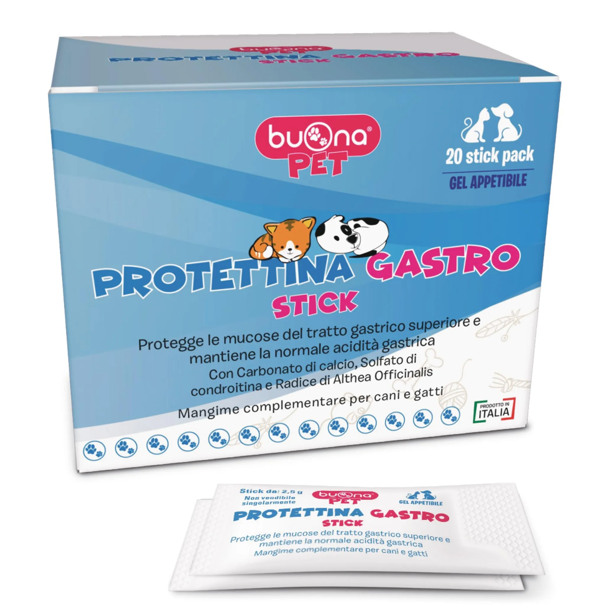 Buona Pet Protettina Gastro, Mangime Complementare per Cane e Gatto, 20 Stick Monodose - immagine 1