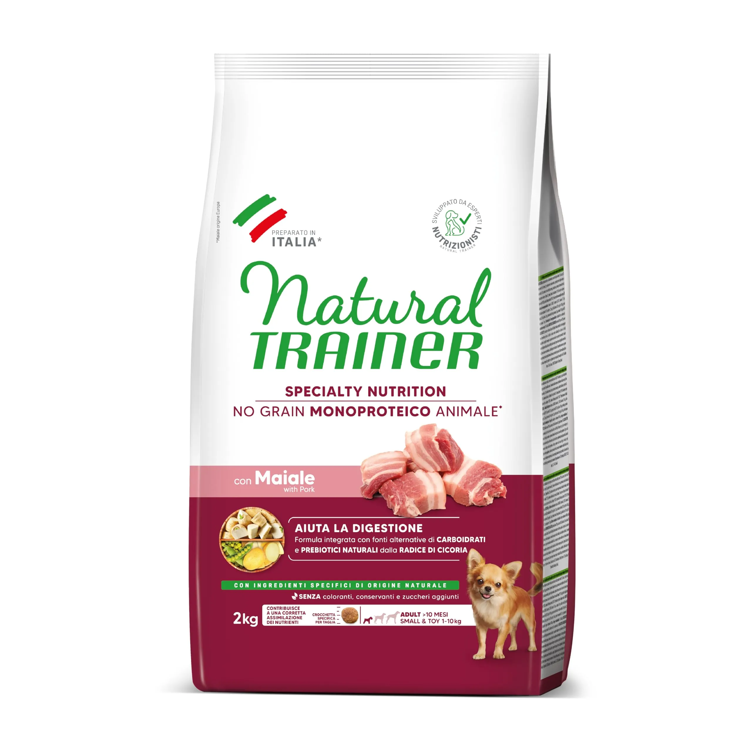 Trainer Natural Sensitive No Grain Monoproteico for Small & Toy Dogs with Pork and Potatoes, 2kg - immagine 1