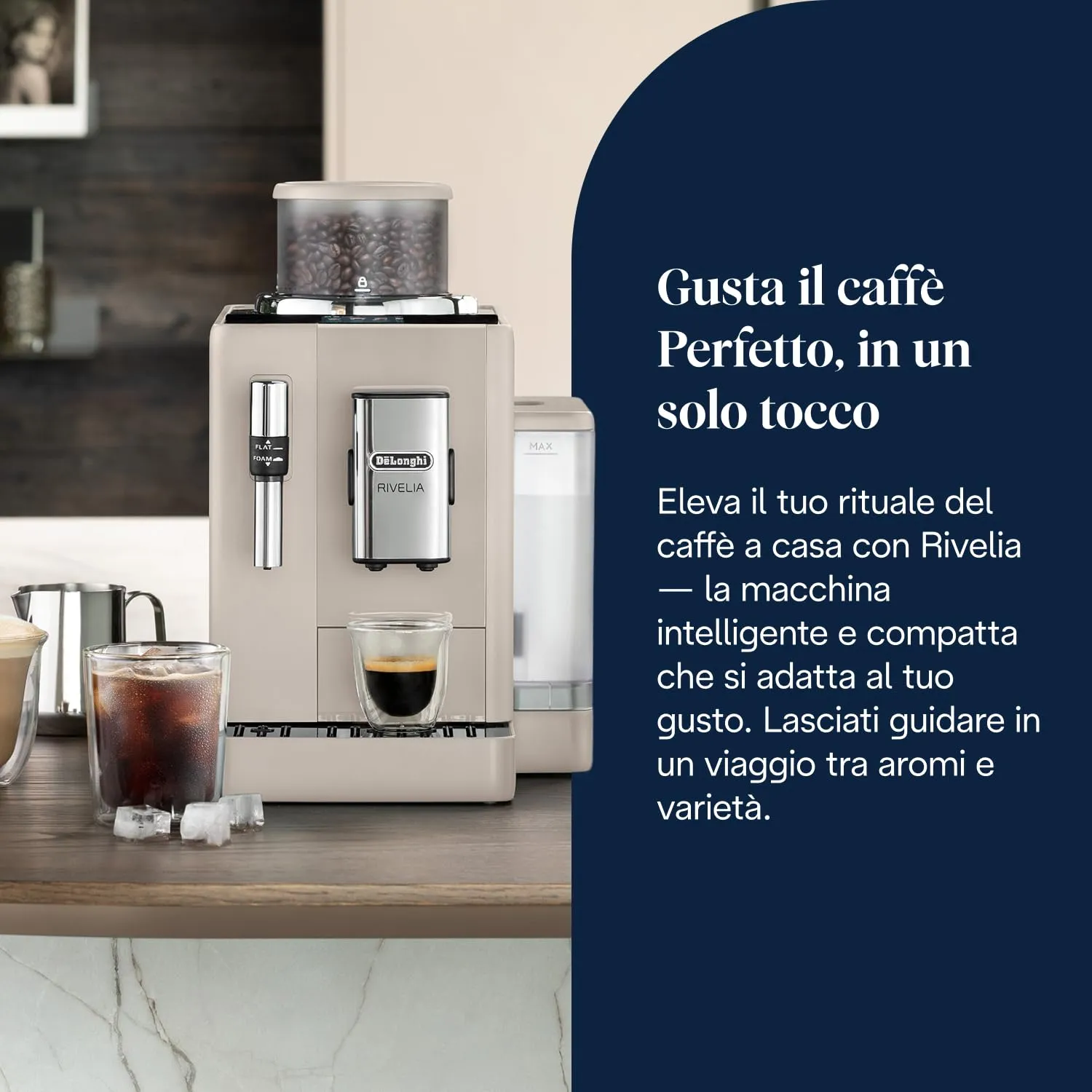De'Longhi Rivelia Perfetto EXAM440.35.BG Macchina da Caffè Automatica, Beige - immagine 2