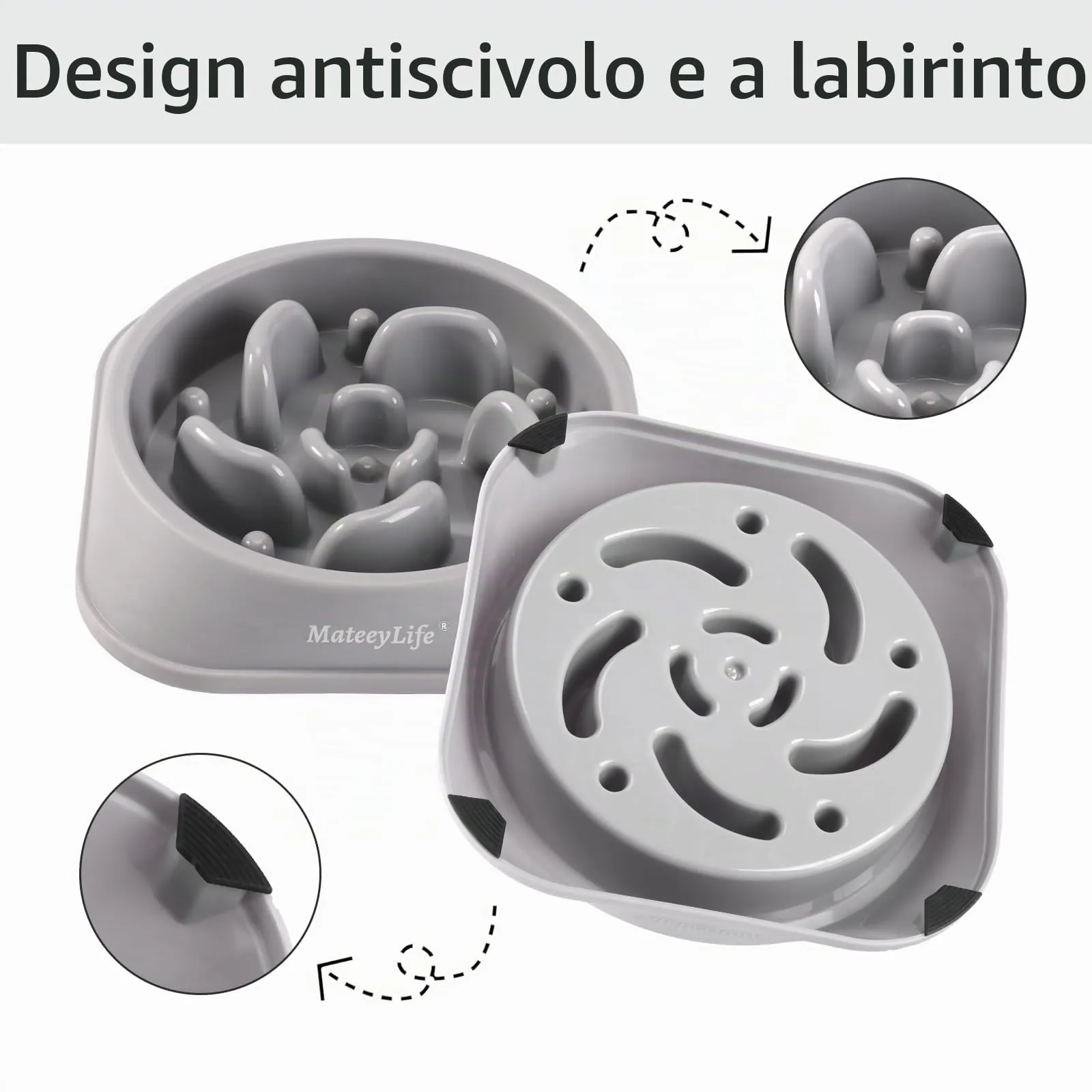 MateeyLife Ciotola per cani con alimentazione lenta Bloat Stop Labirinto, antiscivolo, taglia medio - immagine 4