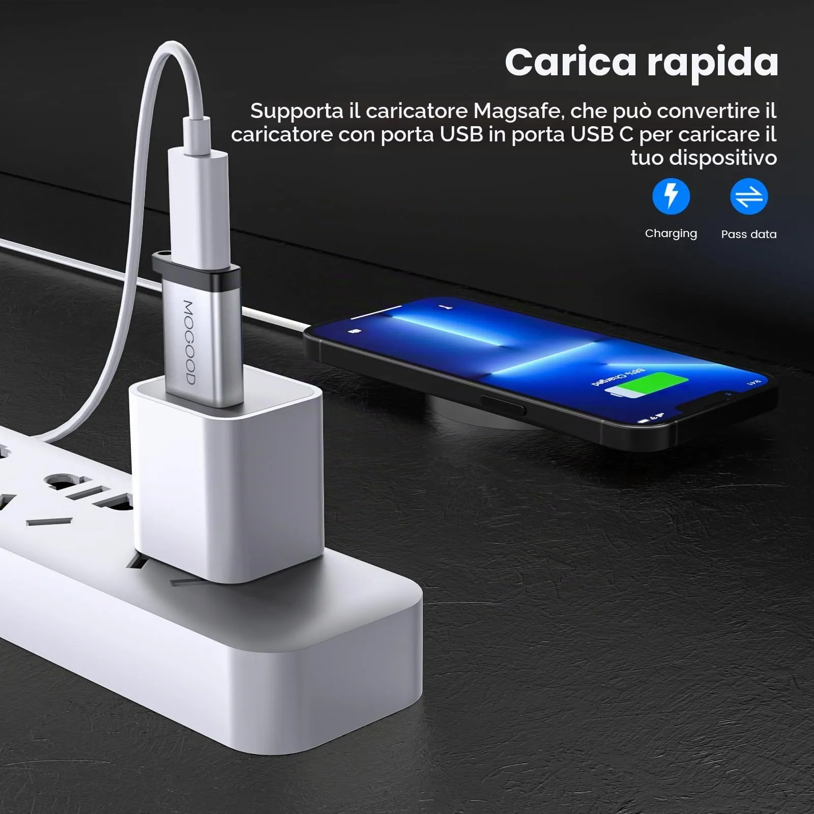 MOGOOD Adattatore USB C USB 3.2 10Gbps, Convertitore USB A USB C, 2 Pack, Argento - immagine 4