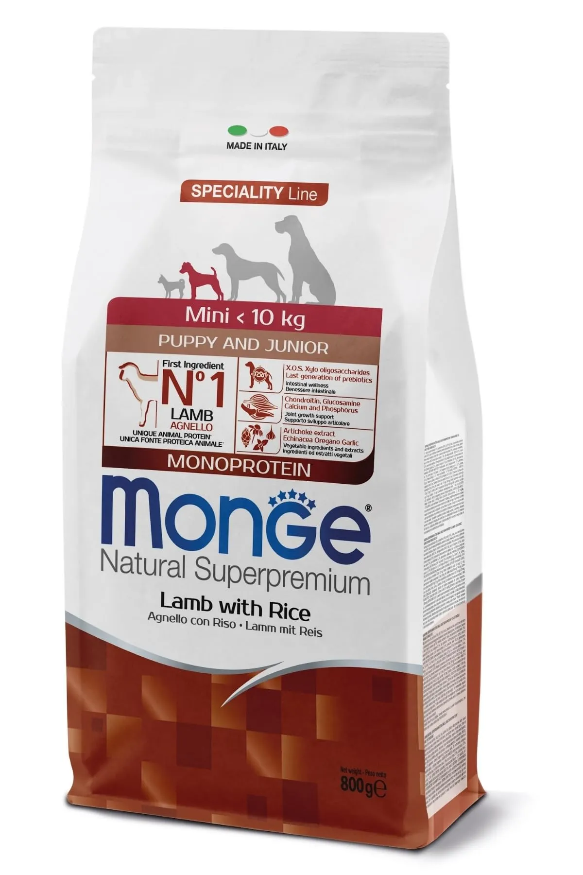 Monge Natural Superpremium Adult Mini Lamb and Rice, Cibo Secco per Cani sotto i 10 kg, 0,8 kg - immagine 1