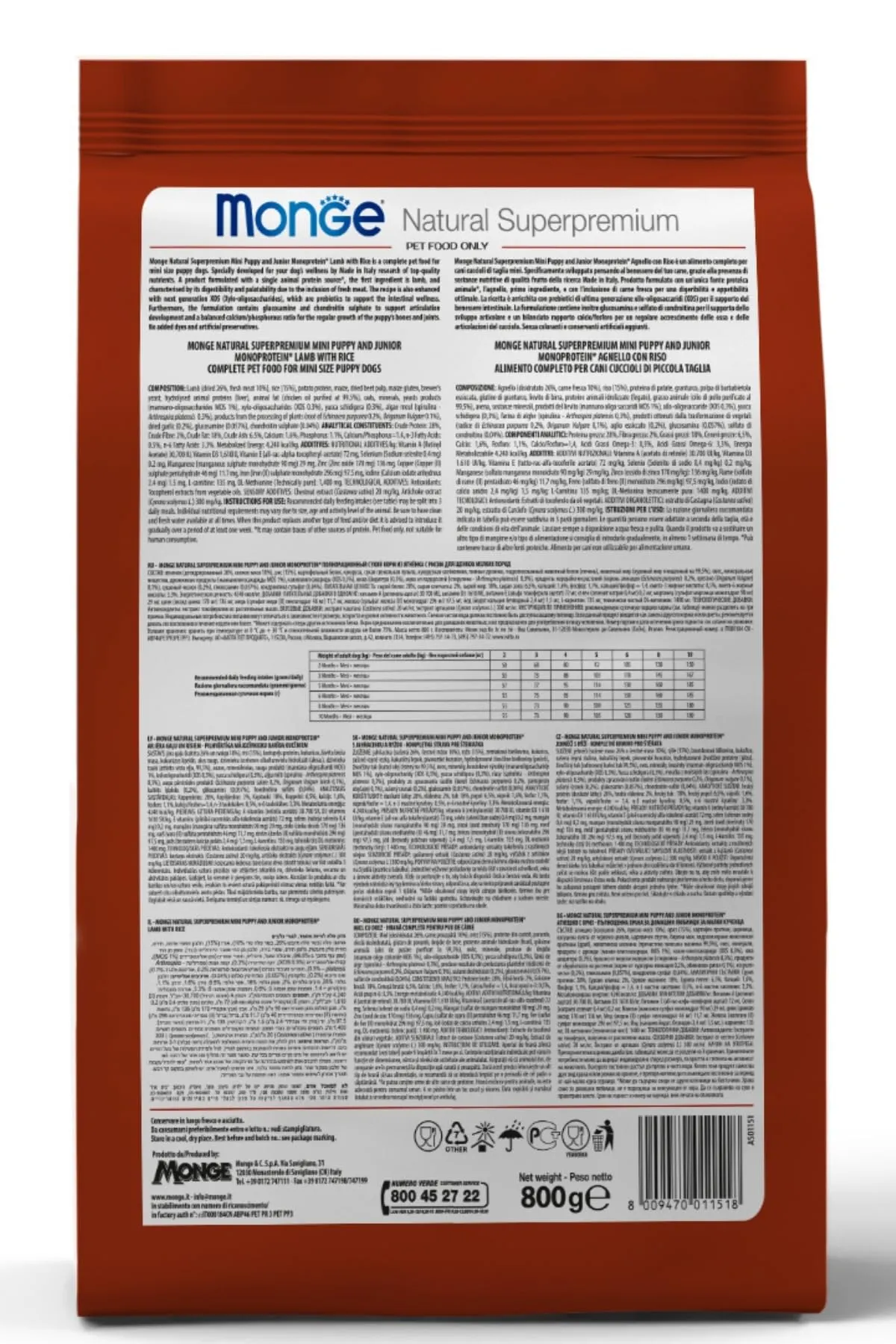Monge Natural Superpremium Adult Mini Lamb and Rice, Cibo Secco per Cani sotto i 10 kg, 0,8 kg - immagine 2