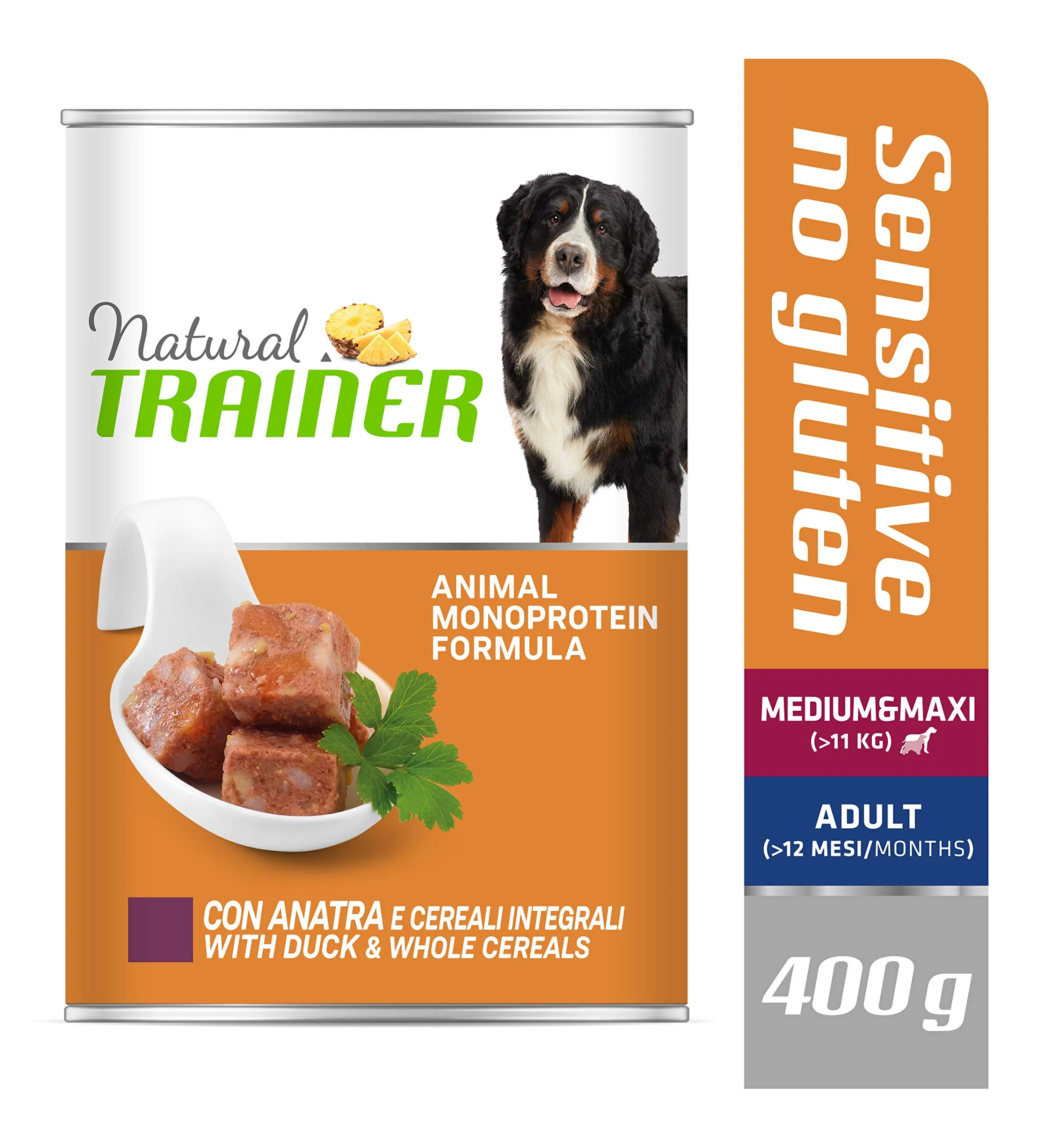 Trainer Natural Sensitive No Gluten Medium Maxi Wet Dog Food with Duck and Whole Grains, 12 x 400 g - immagine 2