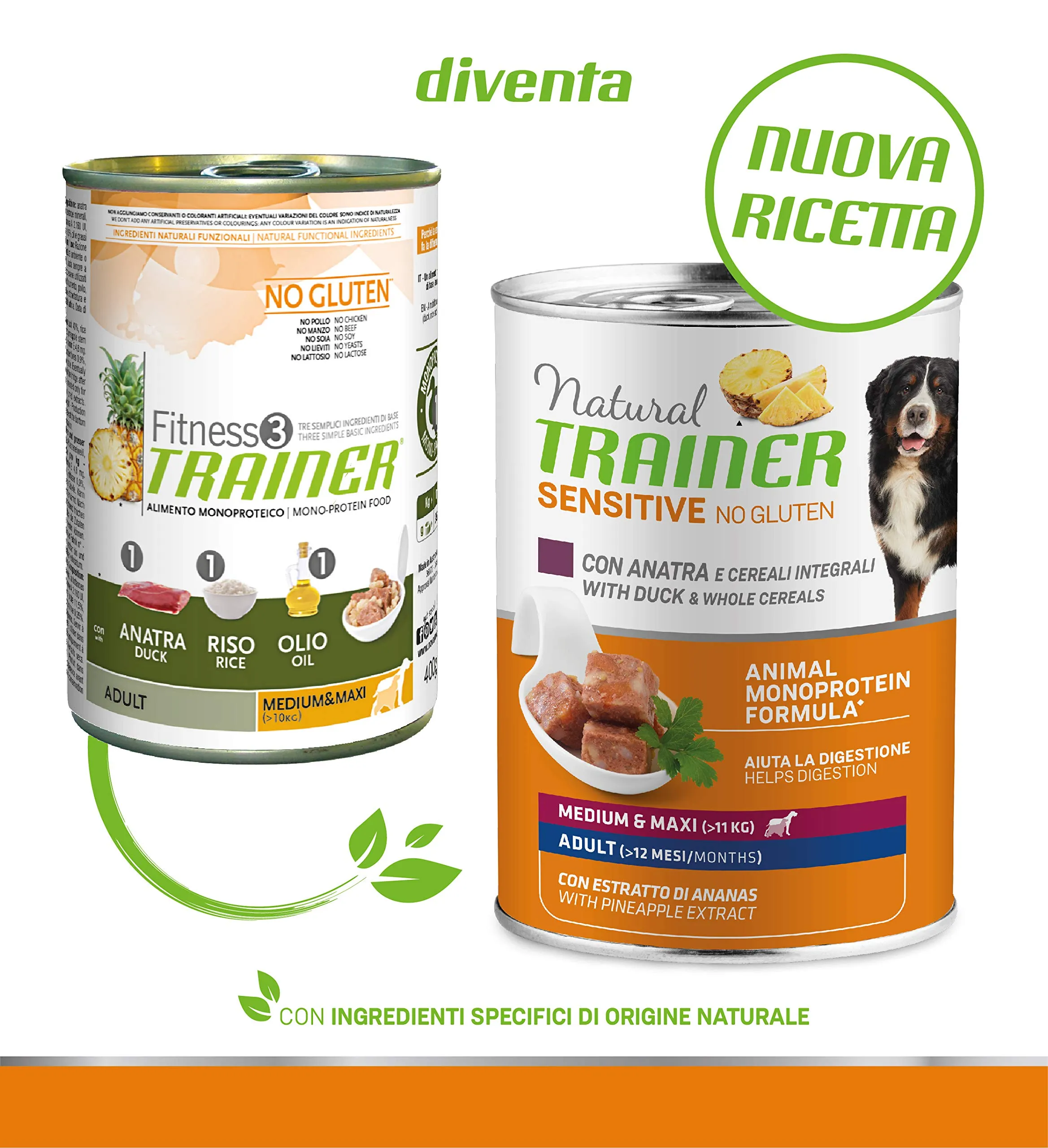 Trainer Natural Sensitive No Gluten Medium Maxi Wet Dog Food with Duck and Whole Grains, 12 x 400 g - immagine 3