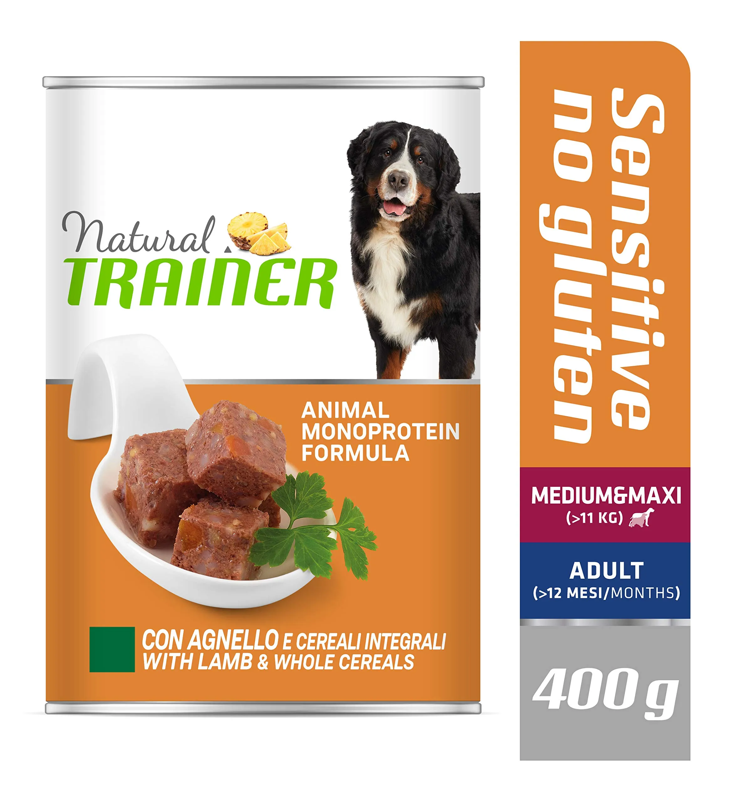 Trainer Natural Sensitive No Gluten Medium - Maxi Wet Dog Food with Lamb and Whole Grains 12 x 400 g - immagine 2