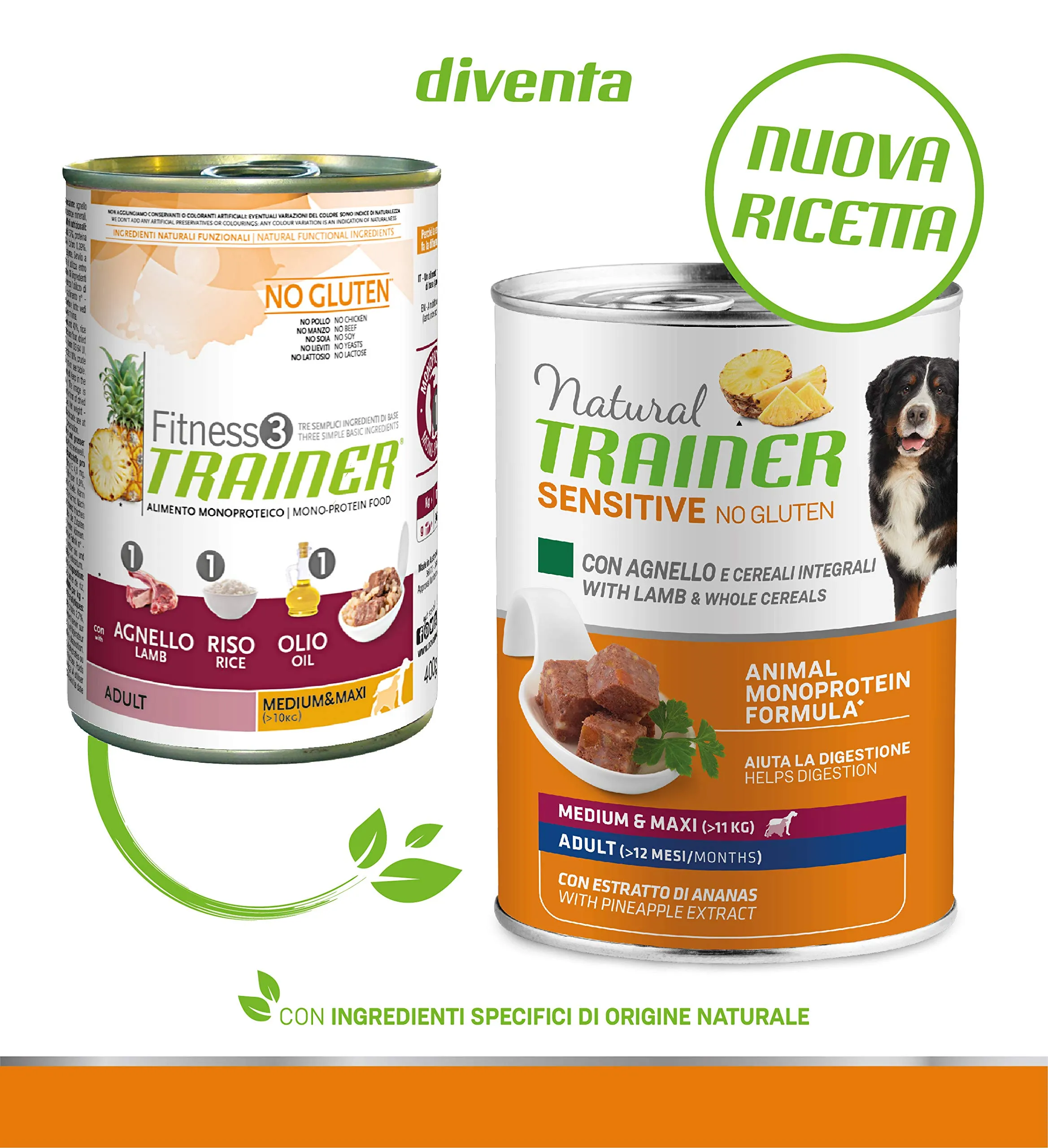 Trainer Natural Sensitive No Gluten Medium - Maxi Wet Dog Food with Lamb and Whole Grains 12 x 400 g - immagine 3