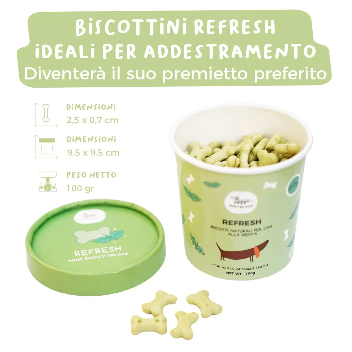 Hygge Dog Refresh Biscotti per Cani gusto Menta, 100% Naturali, Set x3, 300 g - immagine 2