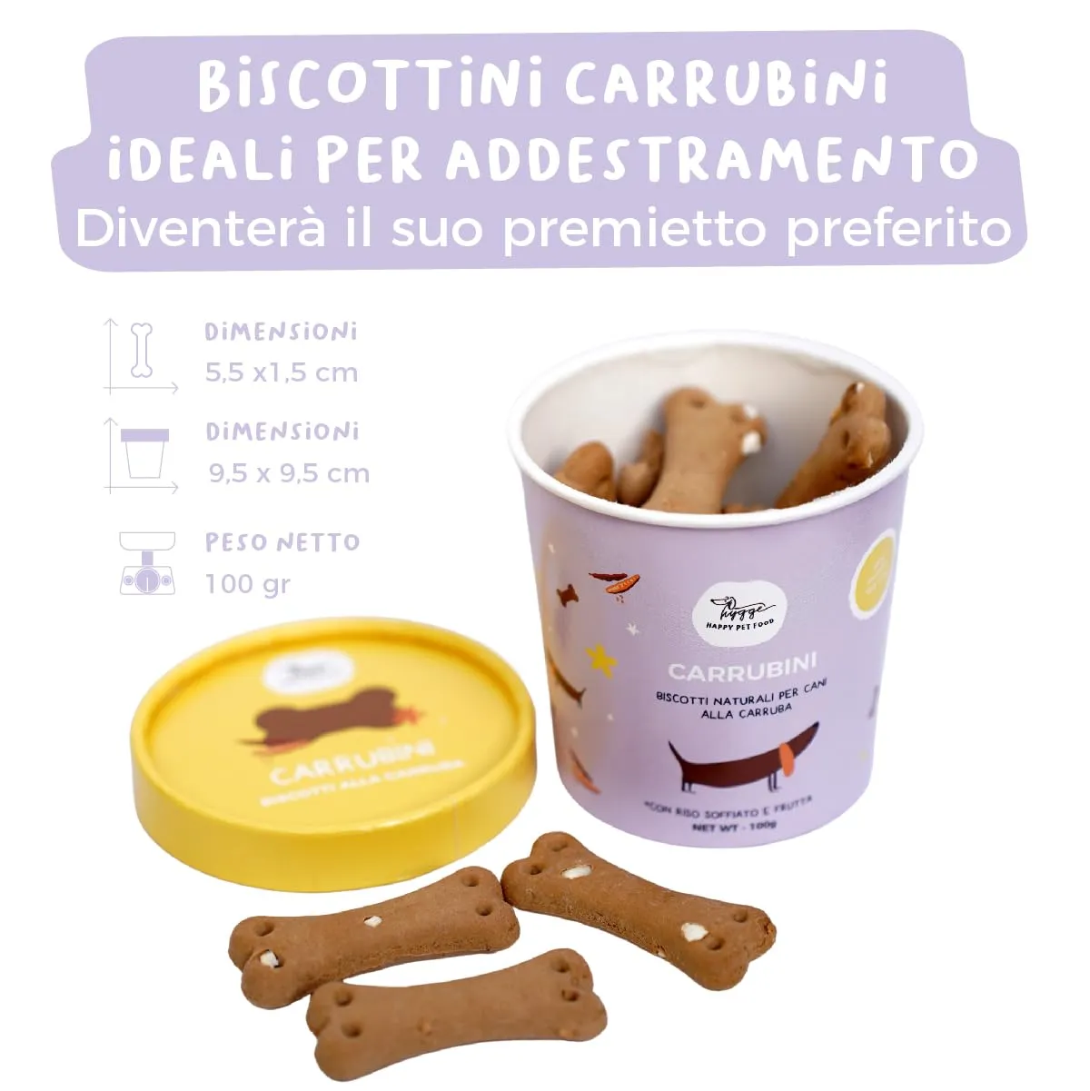 Hygge Dog Biscotti per Cani alla Carruba e Fiocchi di Riso, Set x3, 300 g - immagine 2