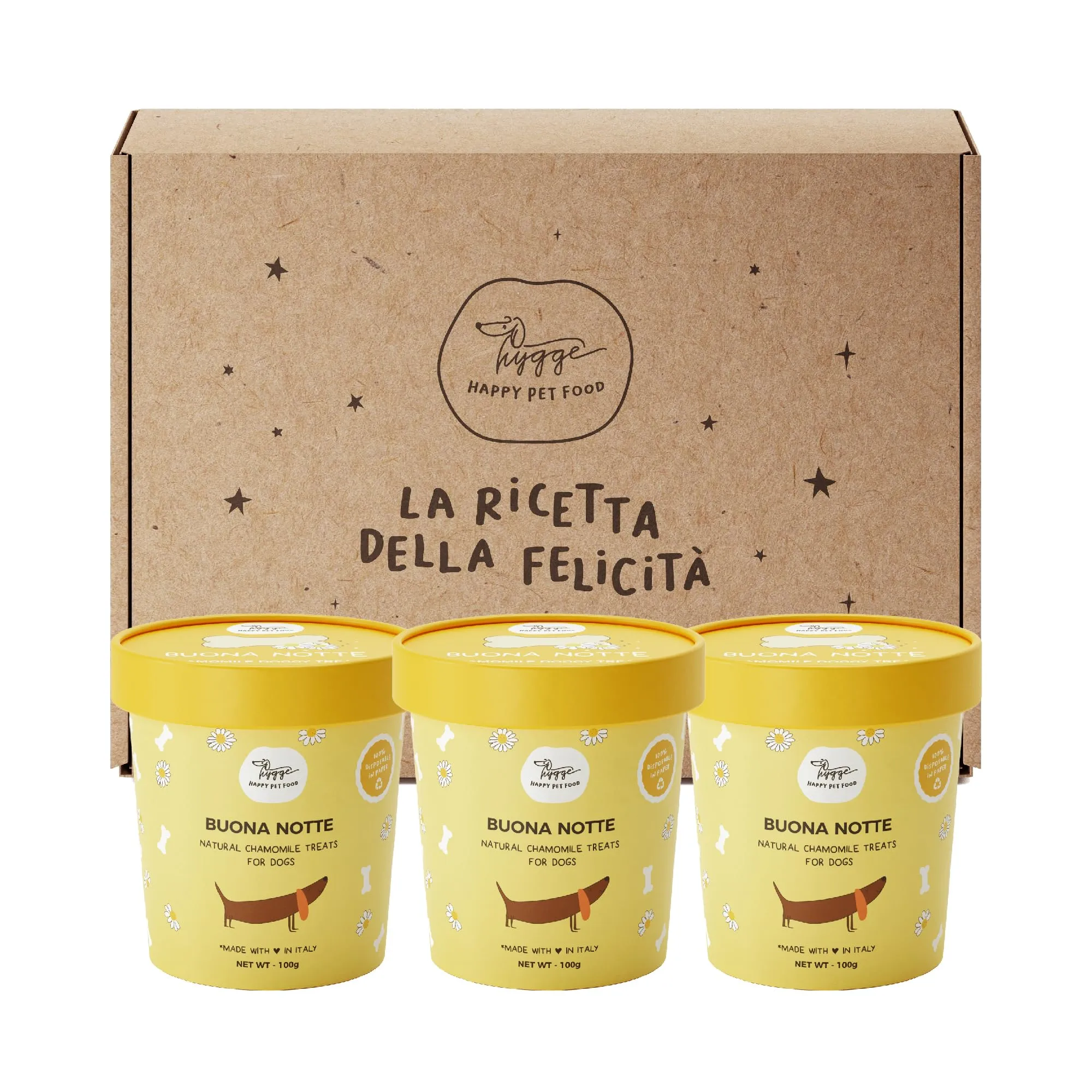 Hygge Dog Biscotti per Cani Buonanotte con Camomilla e Valeriana, Set x3, 300 g - immagine 1