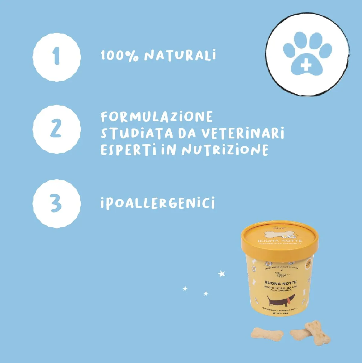 Hygge Dog Biscotti per Cani Buonanotte con Camomilla e Valeriana, Set x3, 300 g - immagine 3