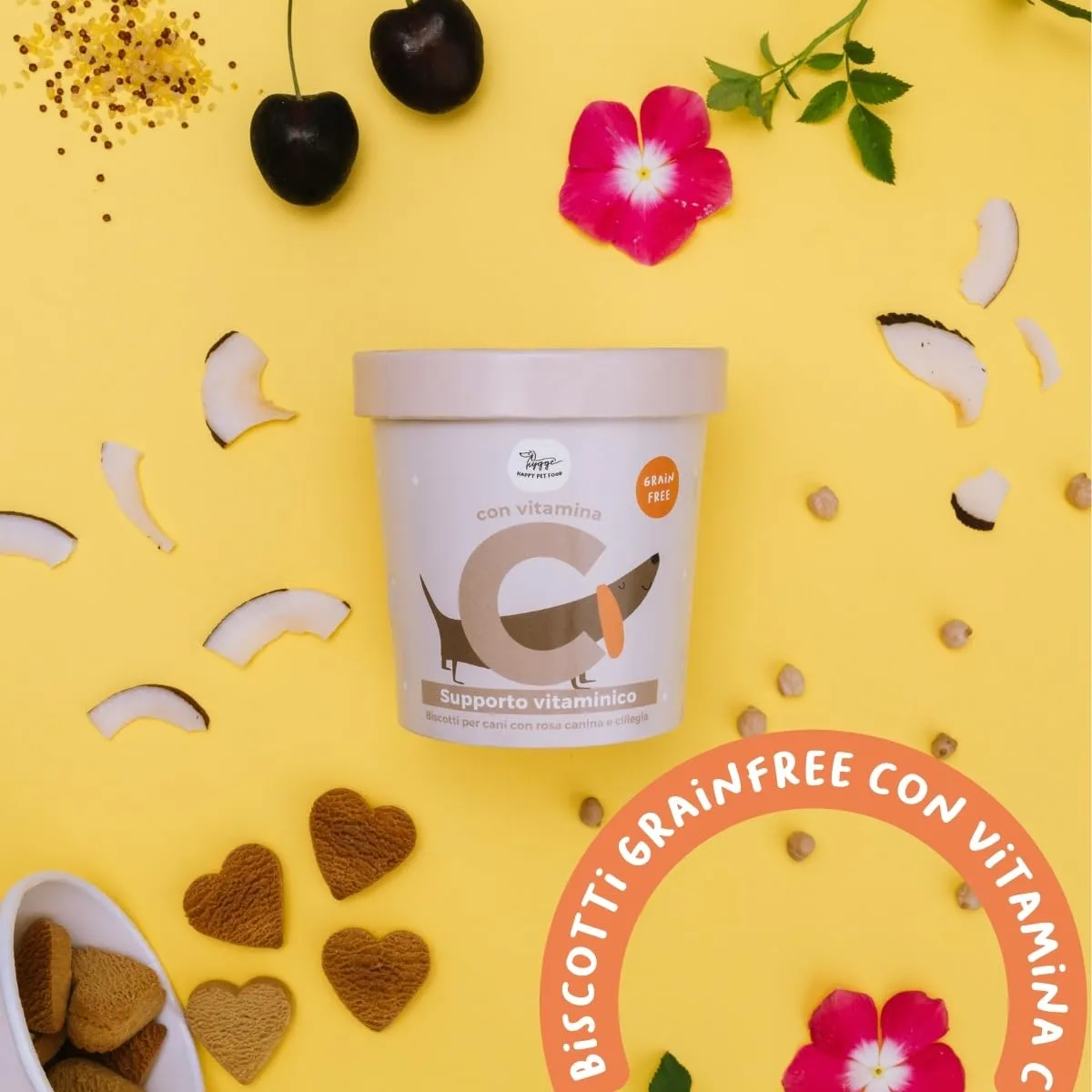 Hygge Dog Biscotti per Cani Senza Cereali Ciliegia e Rosa con Vitamina C, 100 g - immagine 3