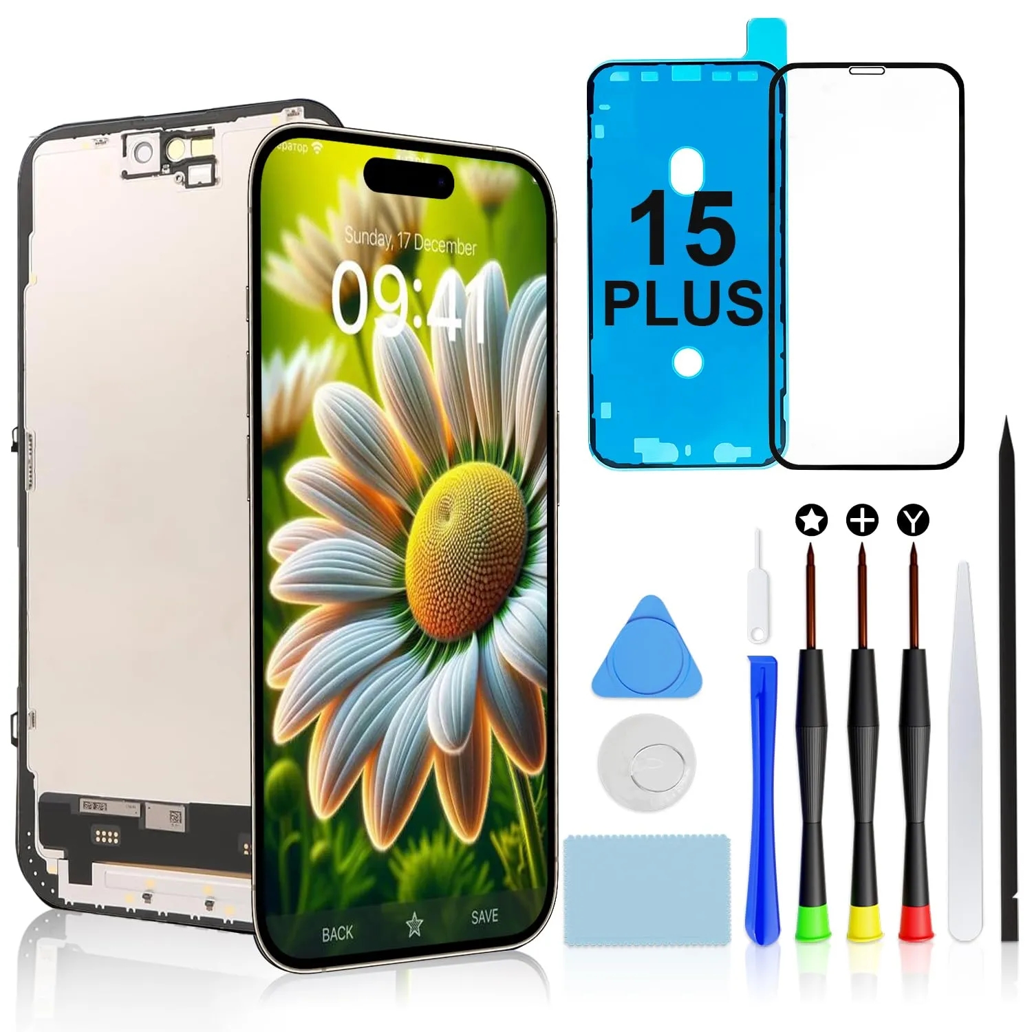 Brinonac Display LCD per iPhone 15 Plus 6,7" FHD COF Sostituzione Digitizer - immagine 1