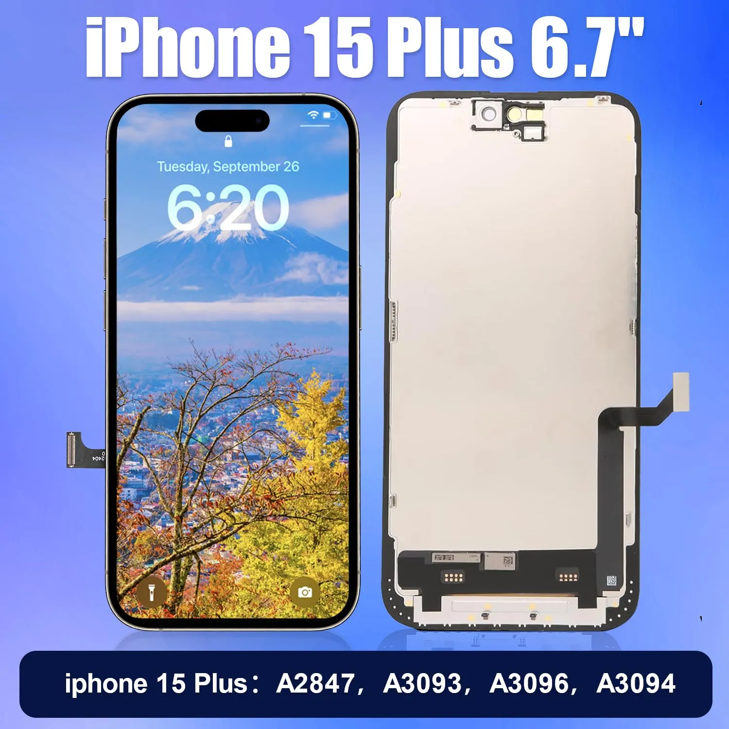 Brinonac Display LCD per iPhone 15 Plus 6,7" FHD COF Sostituzione Digitizer - immagine 2