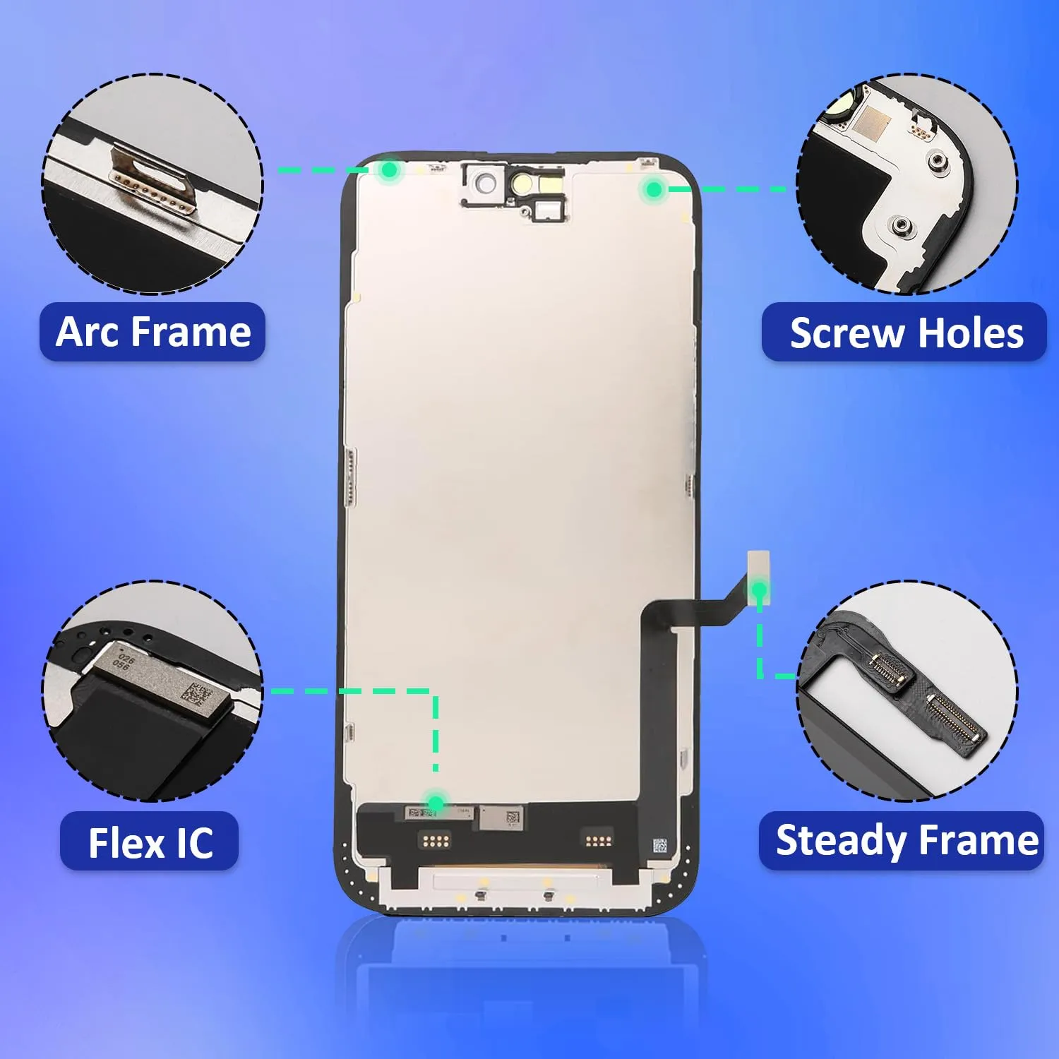 Brinonac Display LCD per iPhone 15 Plus 6,7" FHD COF Sostituzione Digitizer - immagine 8