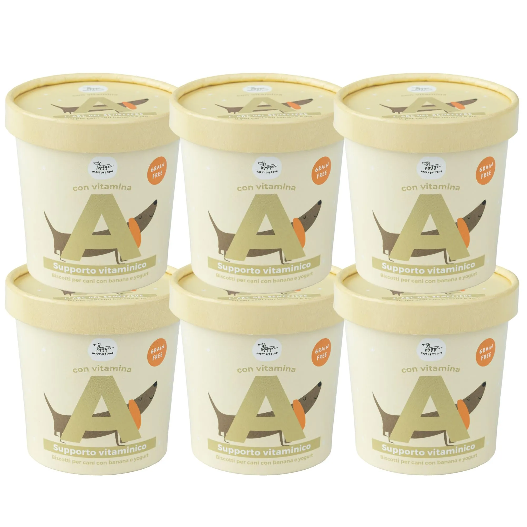 Hygge Dog Biscotti per Cani Senza Cereali Yogurt e Banana con Vitamina A, 6 x 100 g - immagine 1