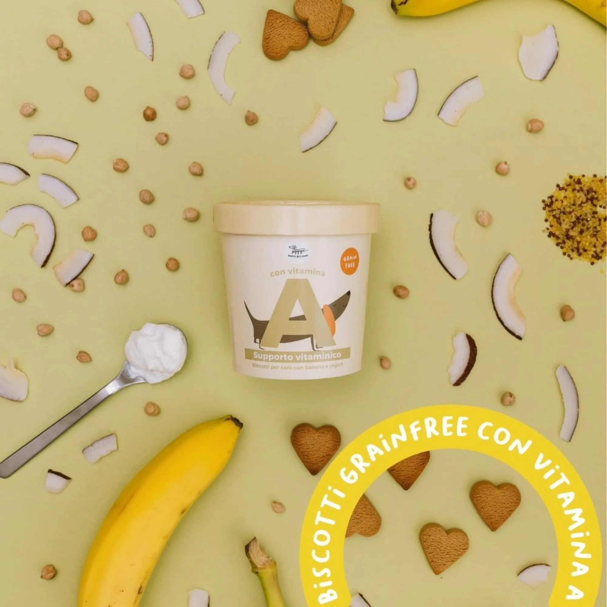 Hygge Dog Biscotti per Cani Senza Cereali Yogurt e Banana con Vitamina A, 6 x 100 g - immagine 3