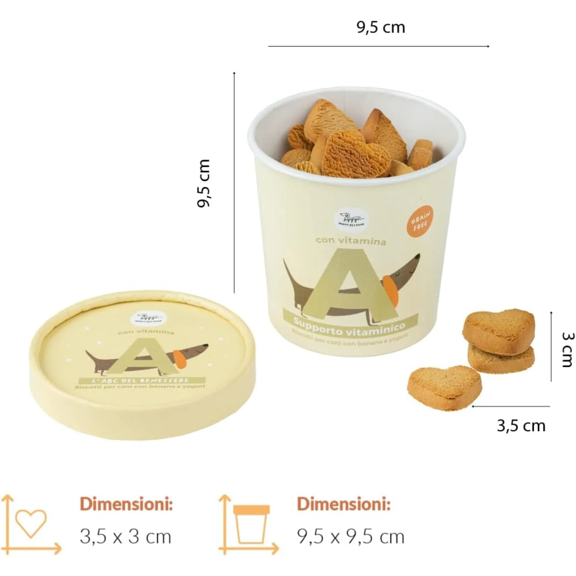 Hygge Dog Biscotti per Cani Senza Cereali Yogurt e Banana con Vitamina A, 6 x 100 g - immagine 6