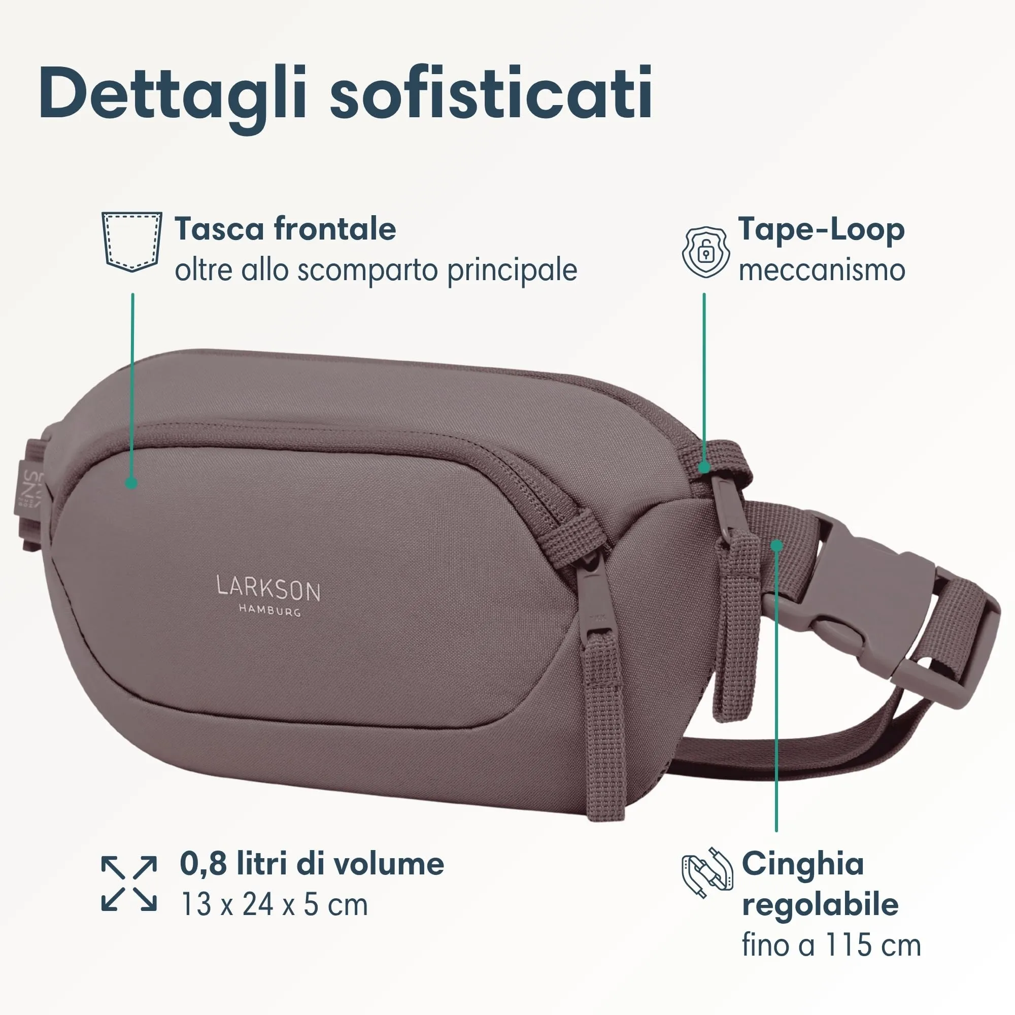 Larkson Helge Marsupio Borsa a Tracolla Marrone con Blocco RFID e Passanti Antifurto - immagine 3