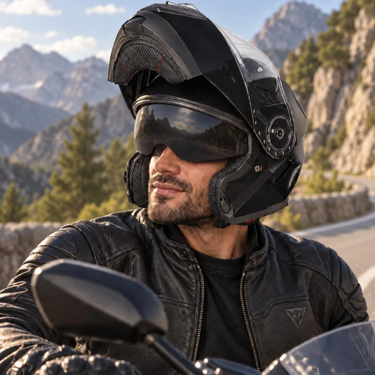 Vinz Santos Casco Modulare Moto & Scooter con Doppia Visiera ECE 22.06 Pinlock - Nero - immagine 8