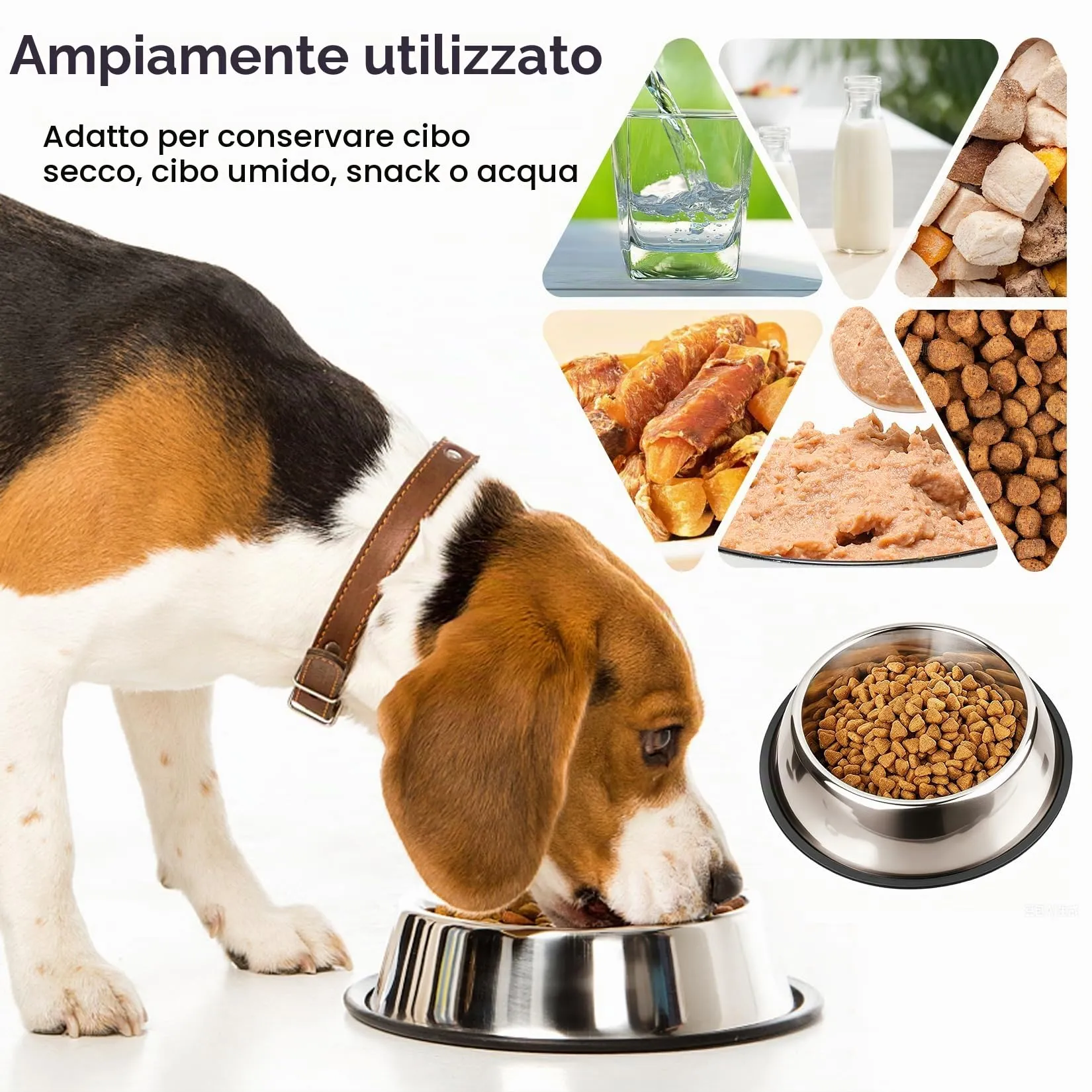 Liuliushun Ciotola per Cani in Acciaio Inox con Base in Gomma, Argento - immagine 5