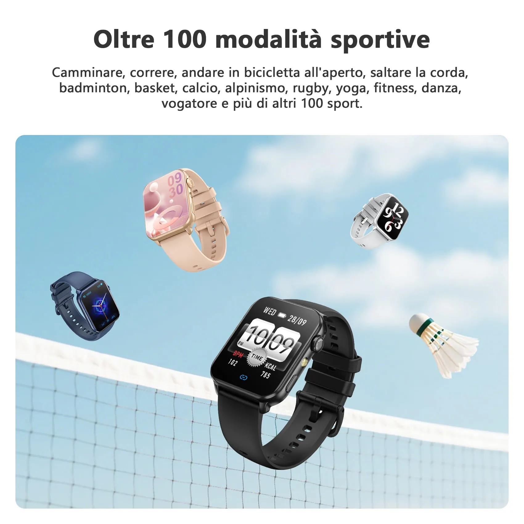 Blackview R30max Smartwatch, 1,91'' Display, Bluetooth Call, 100+ Modalità Sportive, Cardiofrequenzimetro, SpO2, Sonno, Torcia, IP68 per Android e iOS - immagine 4