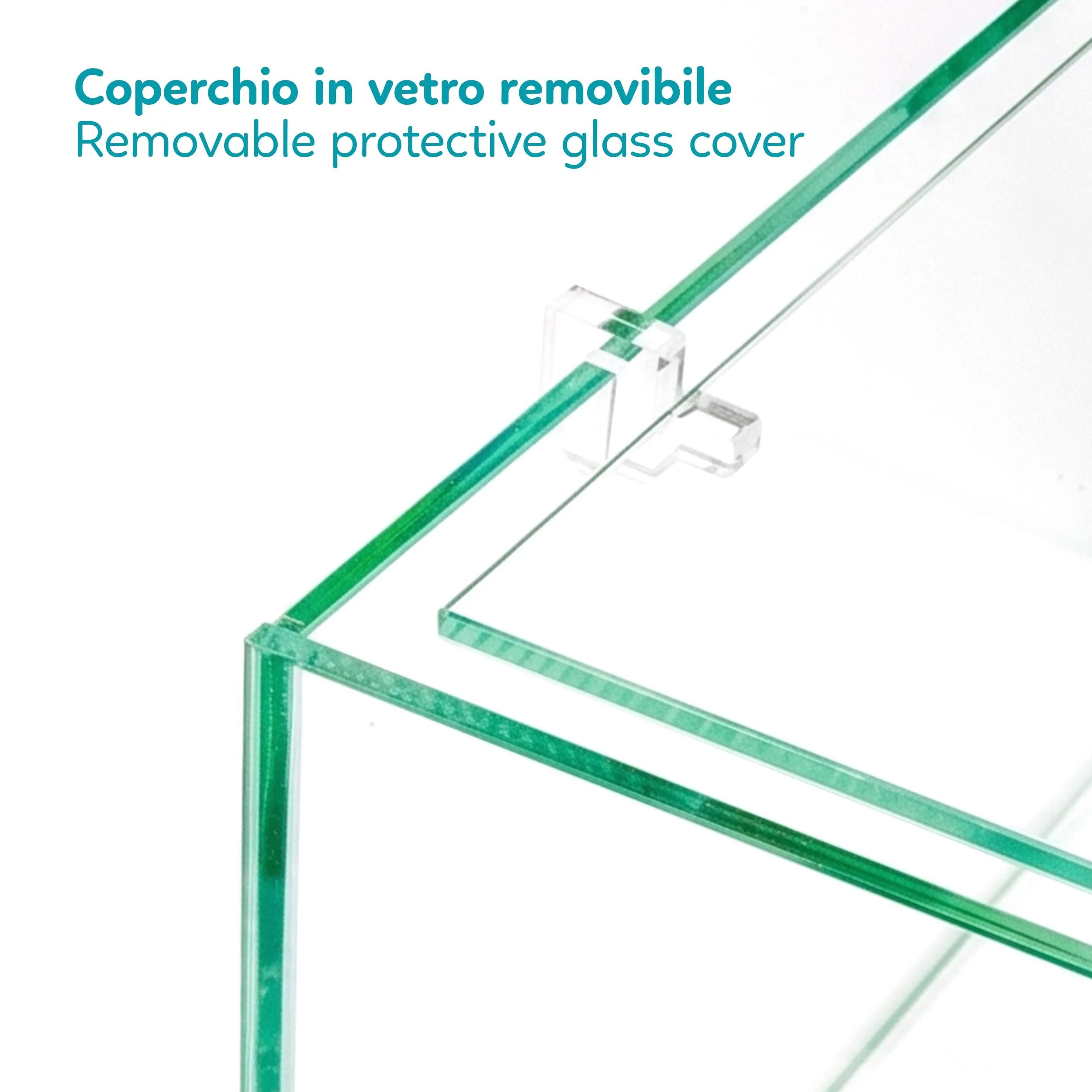 AQPET Tartarughiera in Vetro con Coperchio e Isola per Tartarughe d'Acqua, 80x35x28 cm, 78 Litri - immagine 6