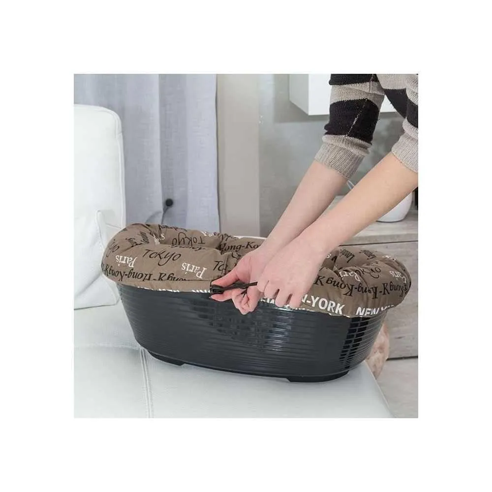 Ferplast Cuccia Gatto e Cane in Plastica con Imbottitura Lavabile, 52 x 39 x 21 cm, Marrone - immagine 5
