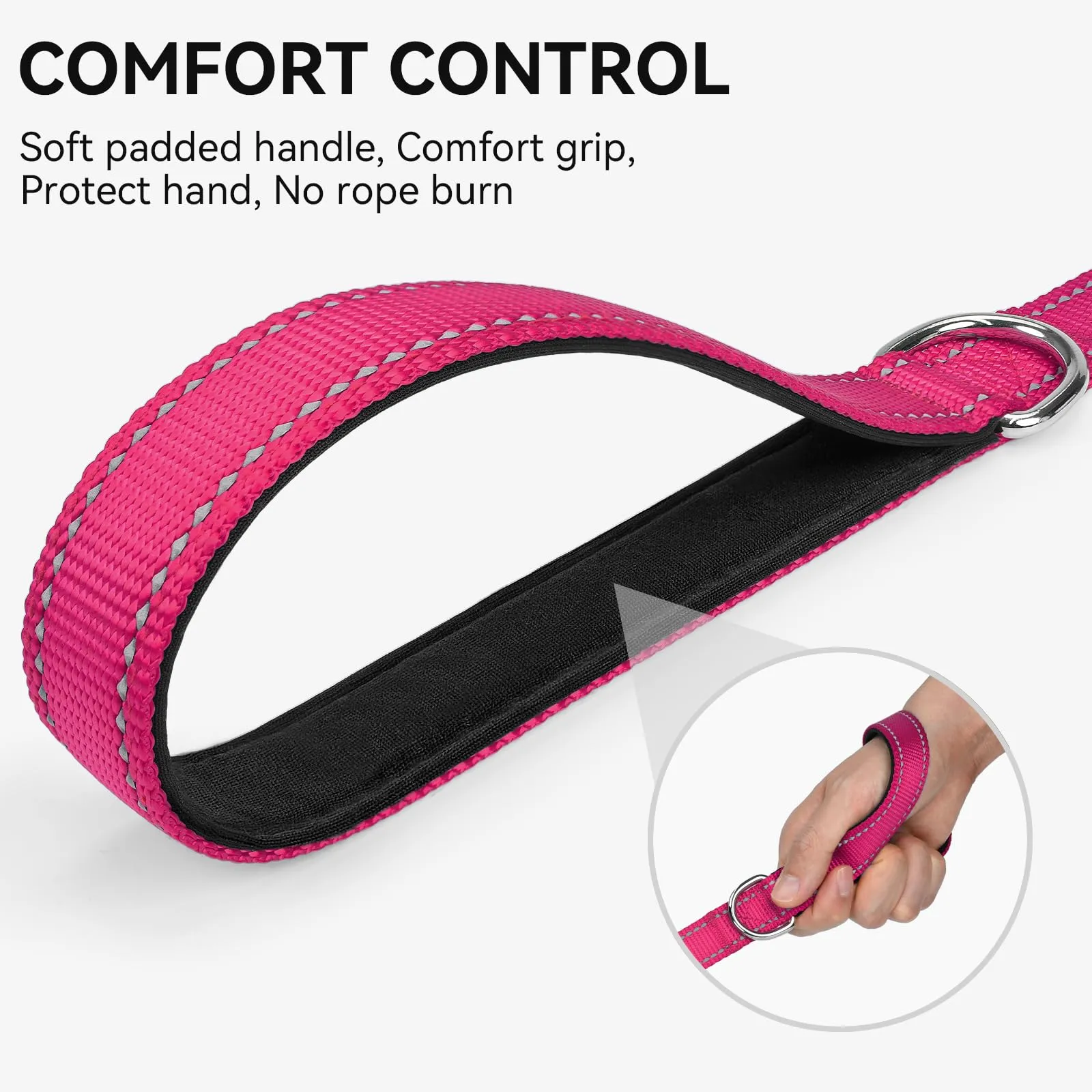 Joytale Guinzaglio per Cani Riflettente Imbottito, 1.8m x 2.5cm, Rosa Caldo - immagine 3