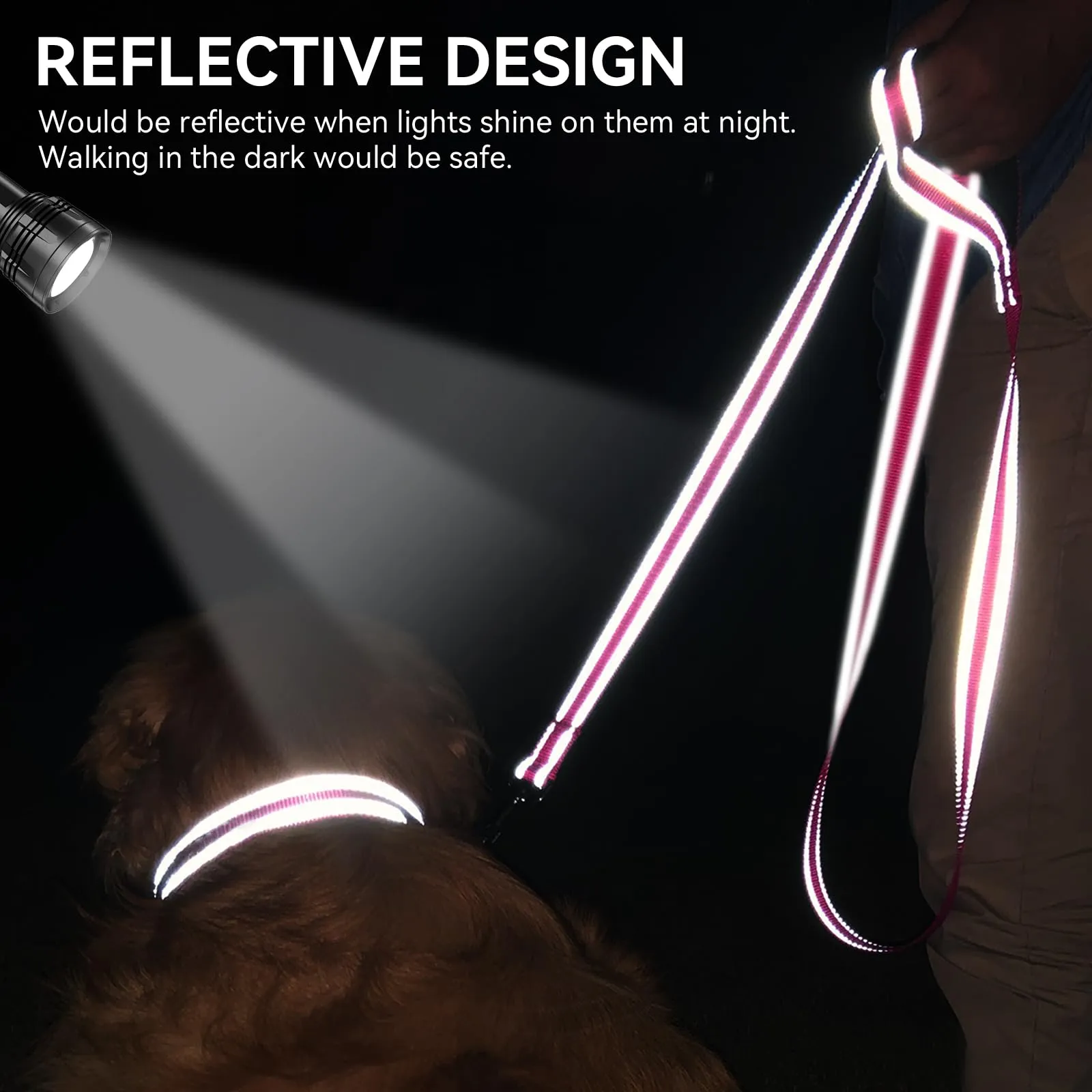 Joytale Guinzaglio per Cani Riflettente Imbottito, 1.8m x 2.5cm, Rosa Caldo - immagine 4