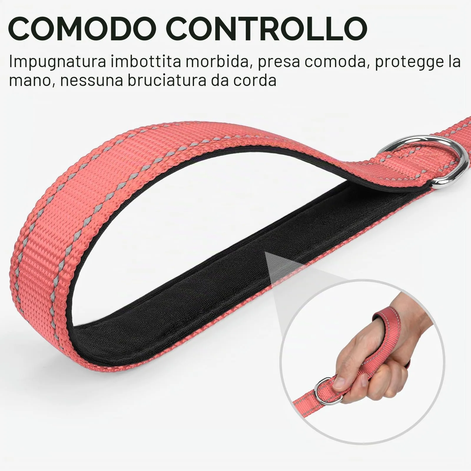 Joytale Guinzaglio per Cani Riflettente Imbottito, 1.8m x 2.5cm, Rosa - immagine 3