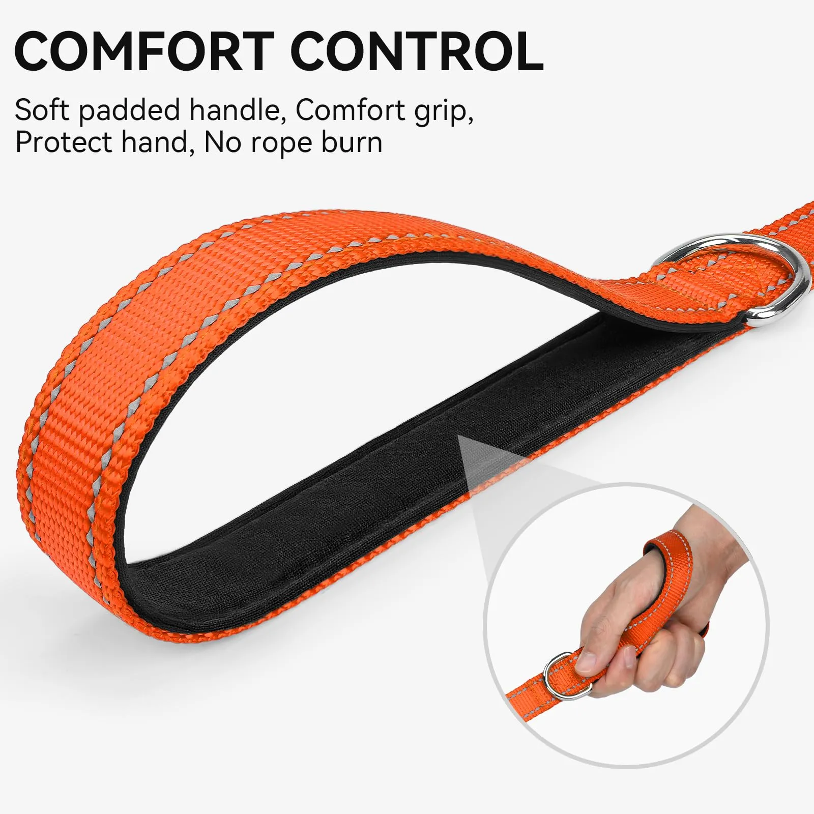 Joytale Guinzaglio per Cani Riflettente Imbottito, 1.8m x 2cm, Arancia - immagine 3