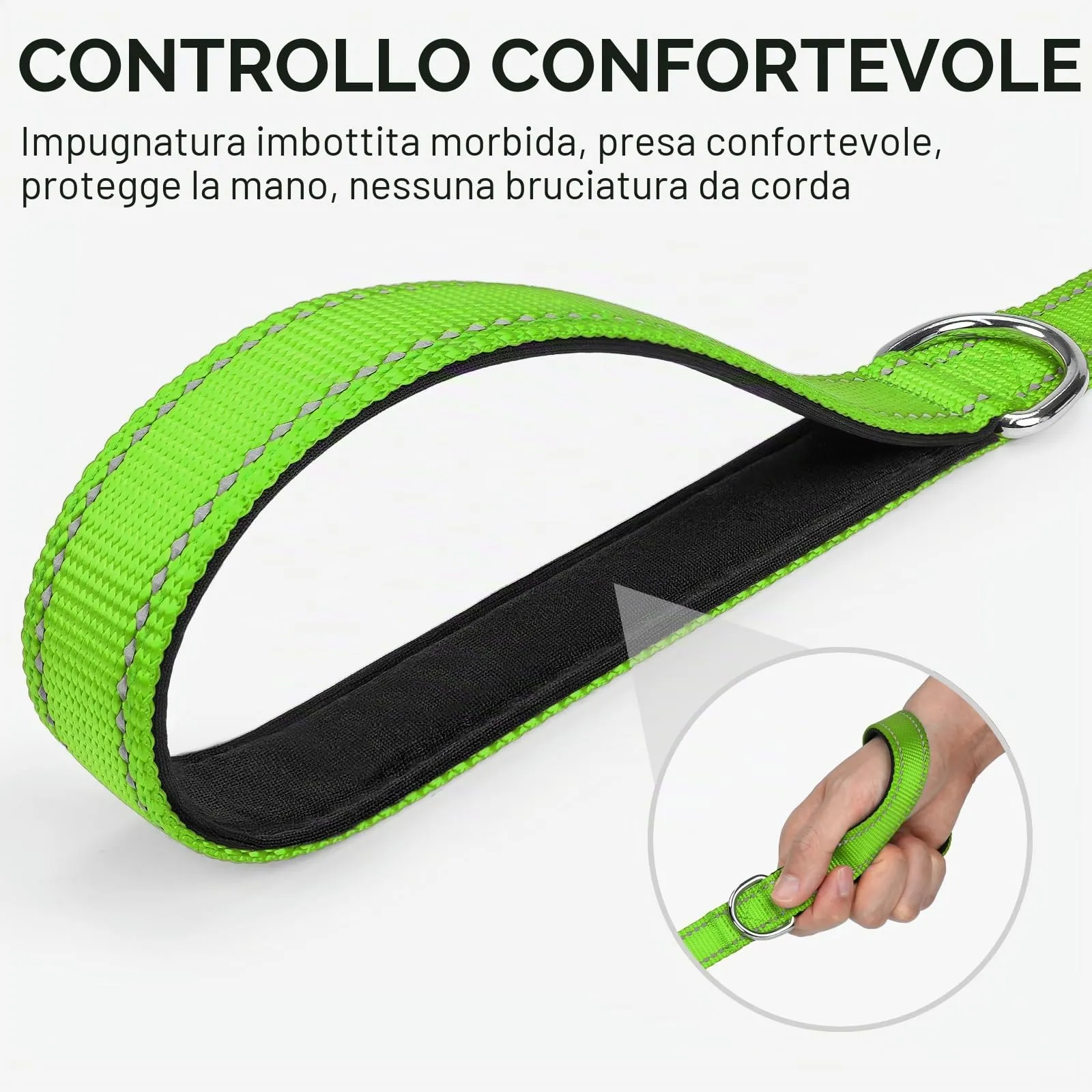 Joytale Guinzaglio per Cani Riflettente Imbottito, 1.8m x 2.5cm, Verde - immagine 3