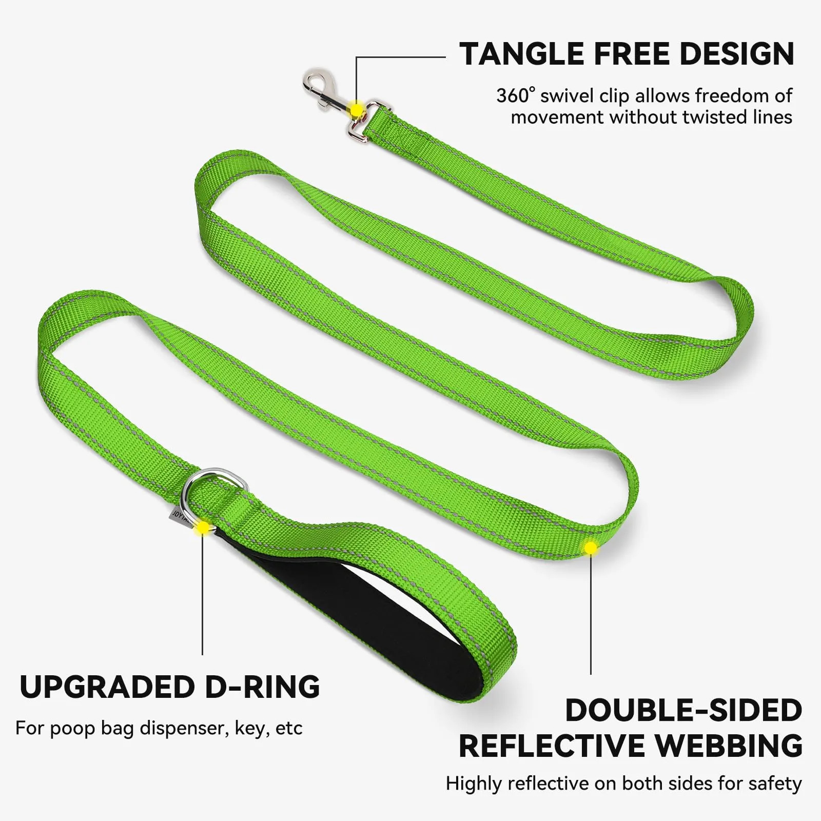 Joytale Guinzaglio per Cani Riflettente Imbottito, 1.8m x 2cm, Verde - immagine 5
