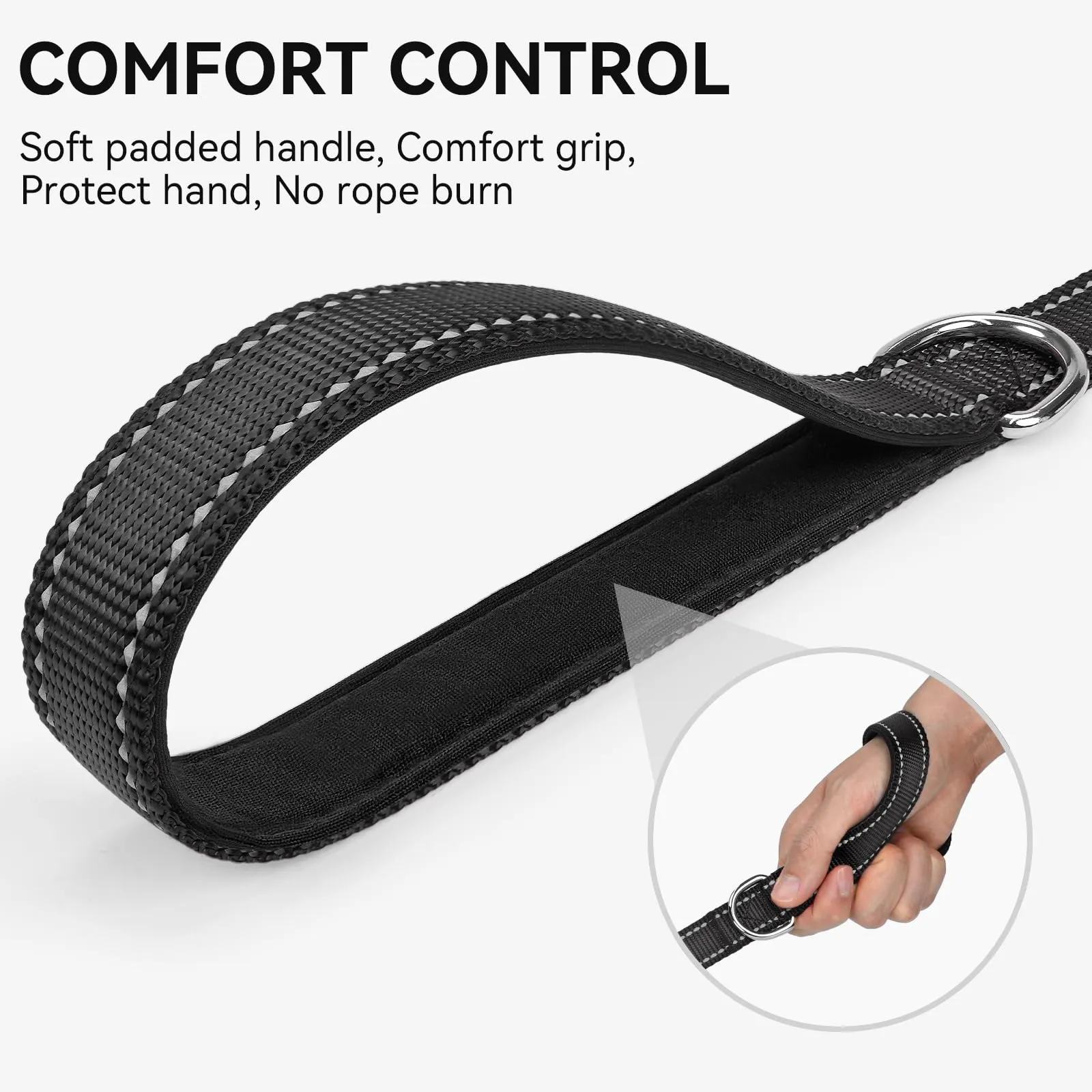 Joytale Guinzaglio per Cani Riflettente Imbottito, 1.2m x 2.5cm, Nero - immagine 3