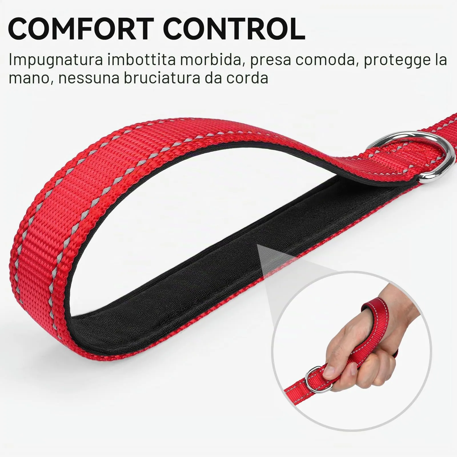 Joytale Guinzaglio per Cani Riflettente Imbottito, 1.2m x 2cm, Rosso - immagine 3