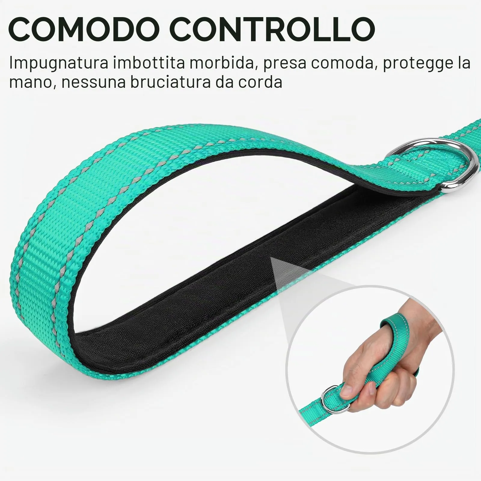 Joytale Guinzaglio per Cani Riflettente Imbottito, 1.2m x 2.5cm, Turchese - immagine 3