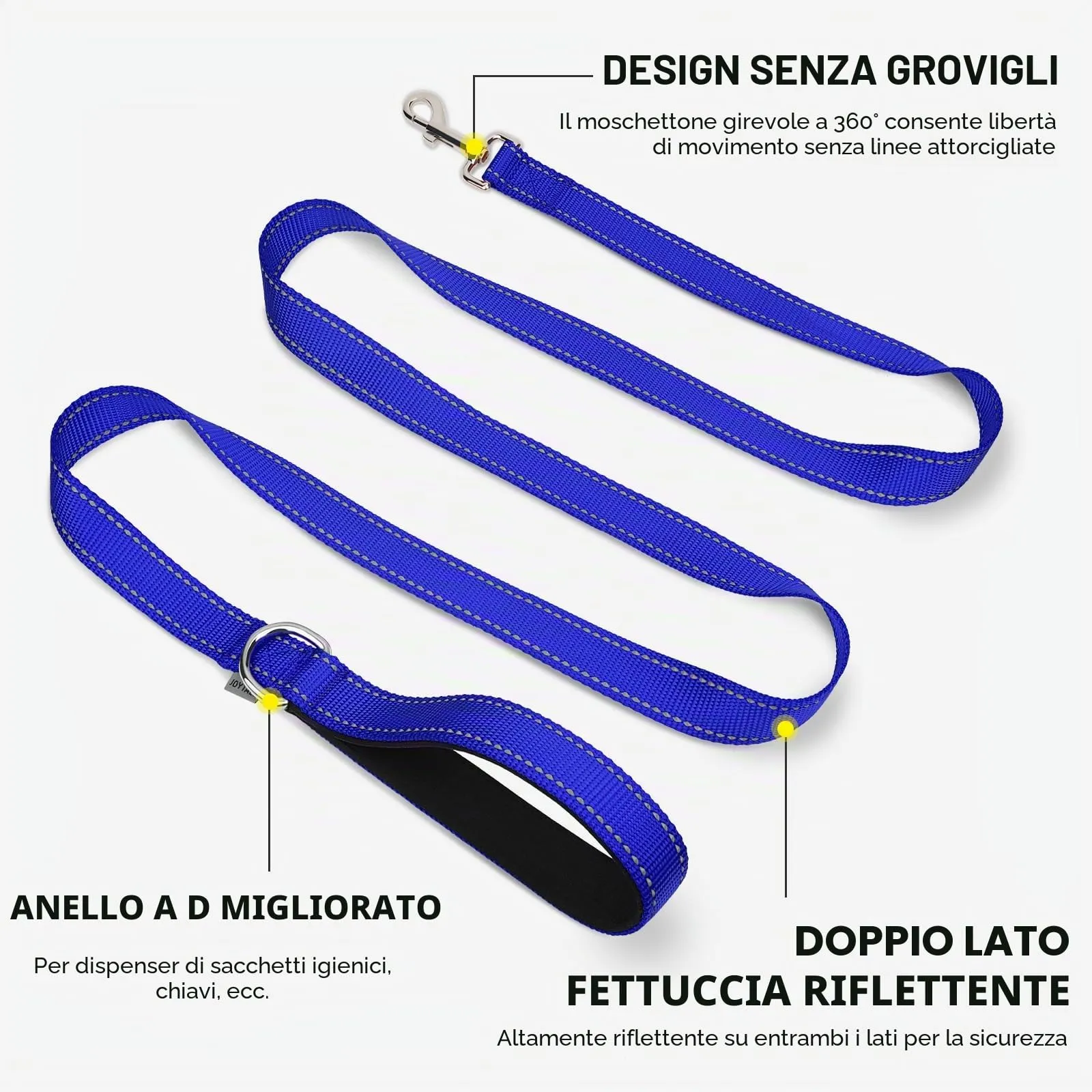 Joytale Guinzaglio per Cani Riflettente Imbottito, 1.2m x 2.5cm, Blu Navy - immagine 5